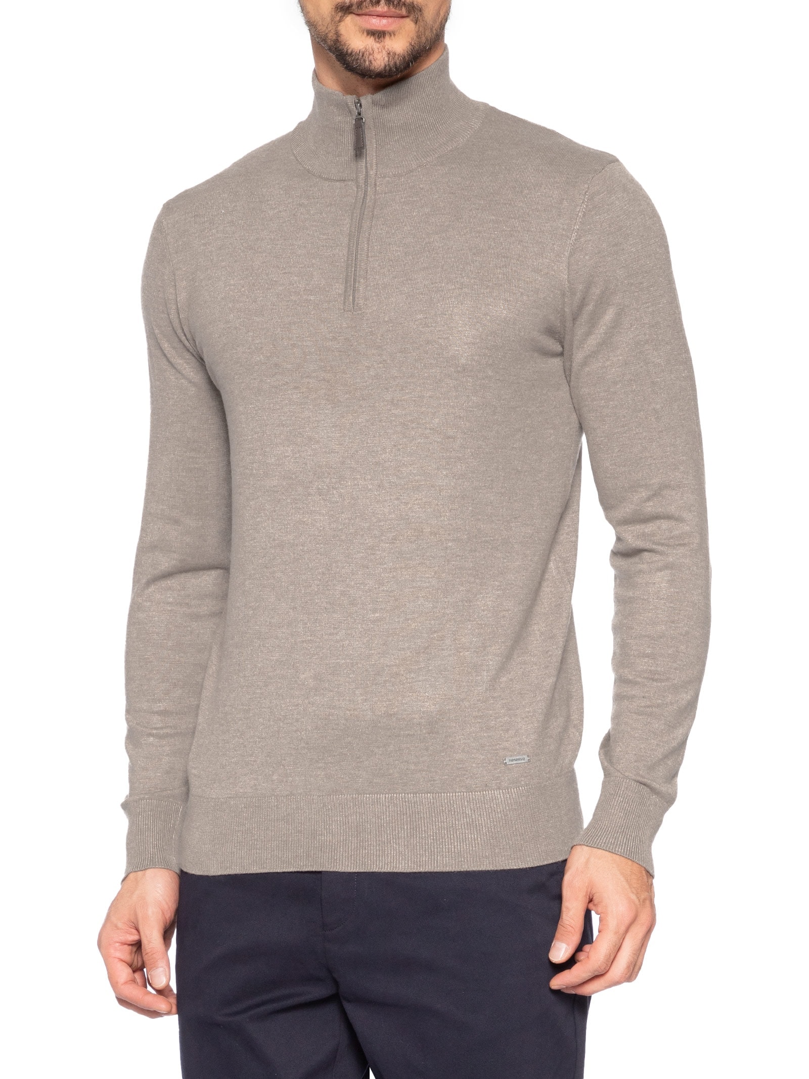 Tricot Masculino Meio Zíper Mescla Touch Cinza Reserva