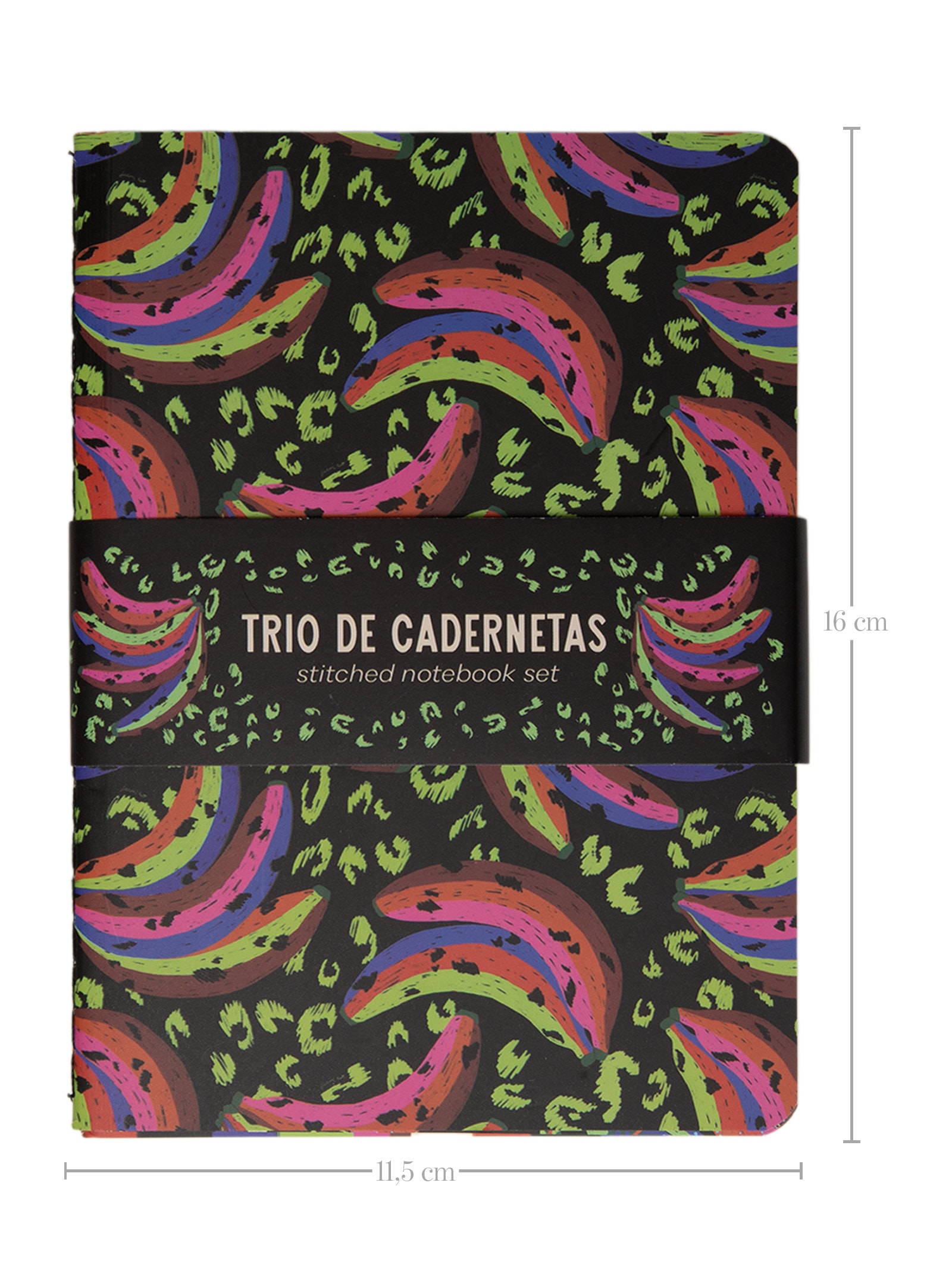 Trio de Cadernetas Bananada Preto Farm Etc