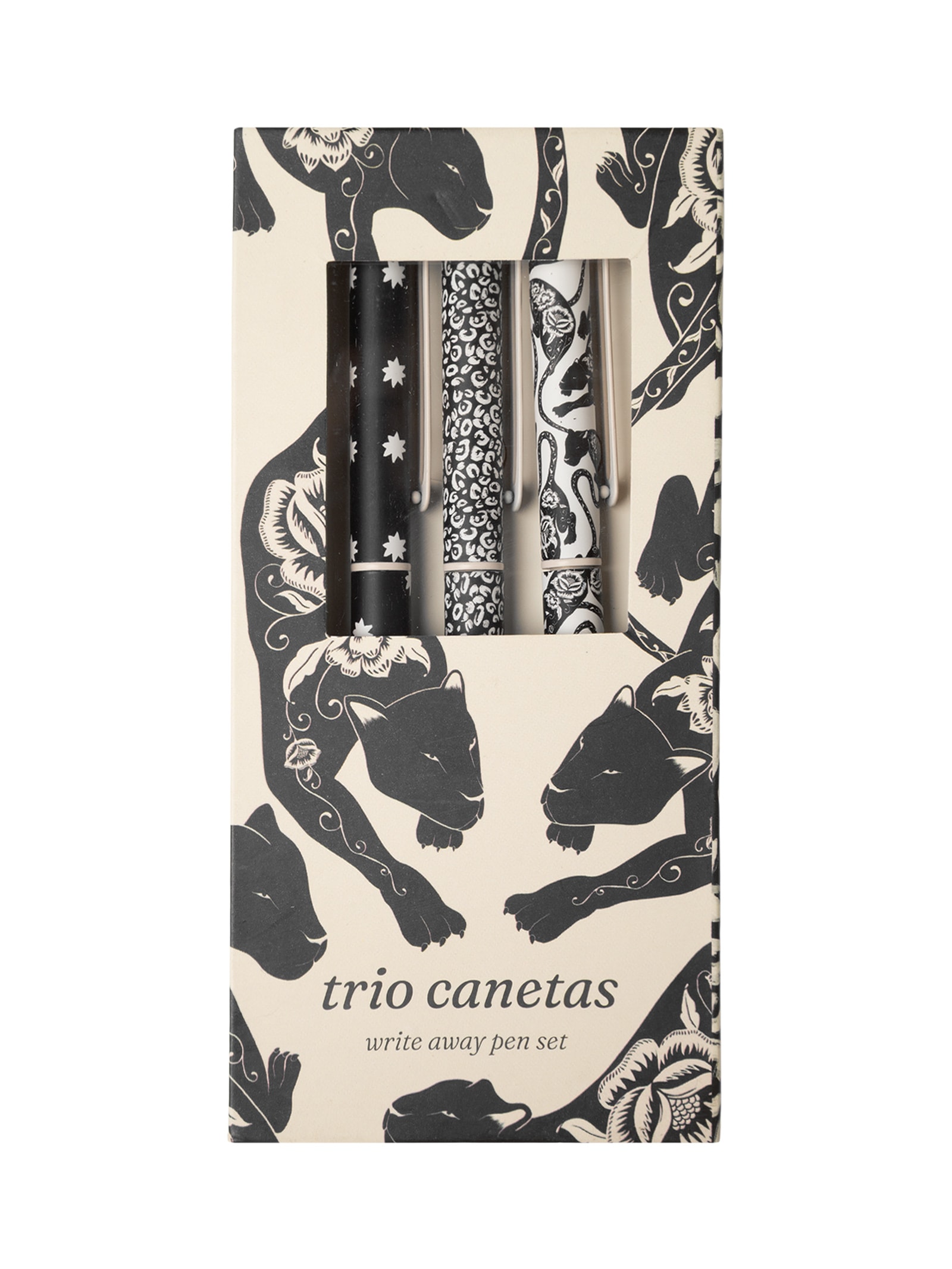 Trio De Canetas Onça Decorada Animal Print Farm Etc