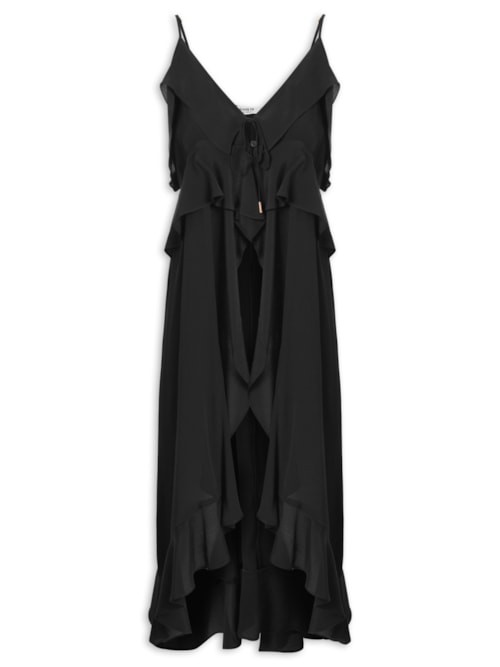 Túnica Crepe Babados – Preto