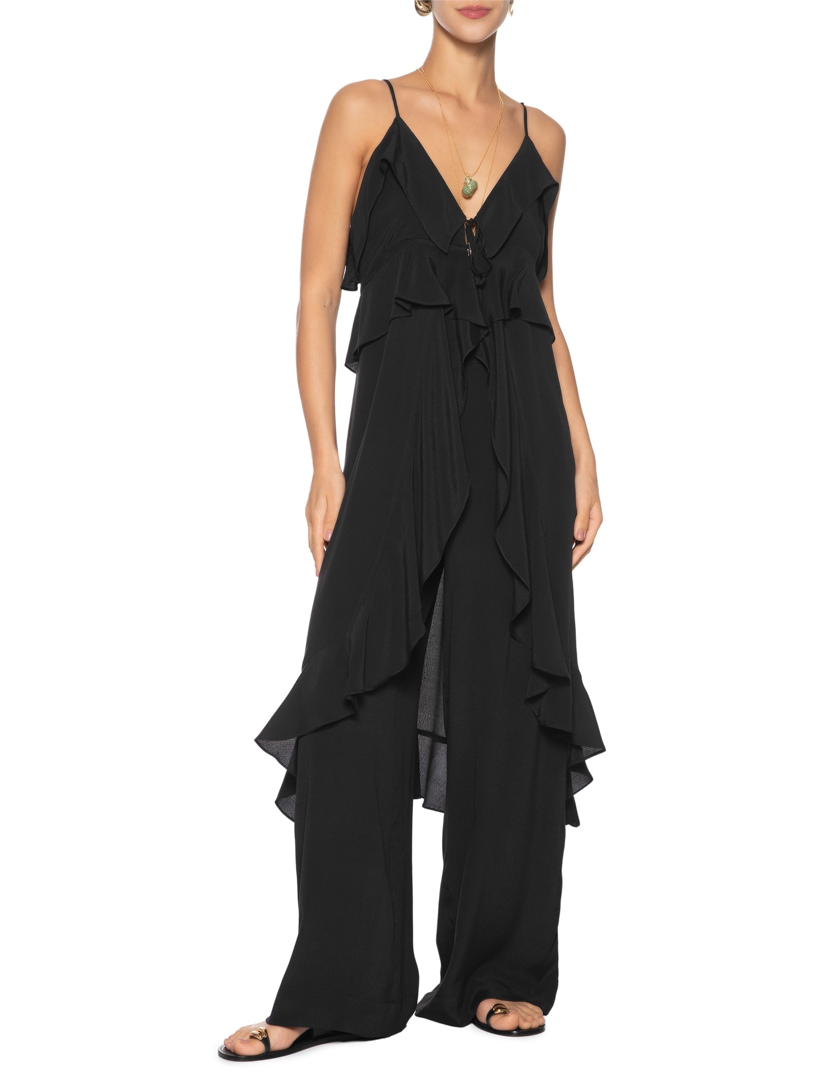 Túnica Crepe Babados Preto Dress To