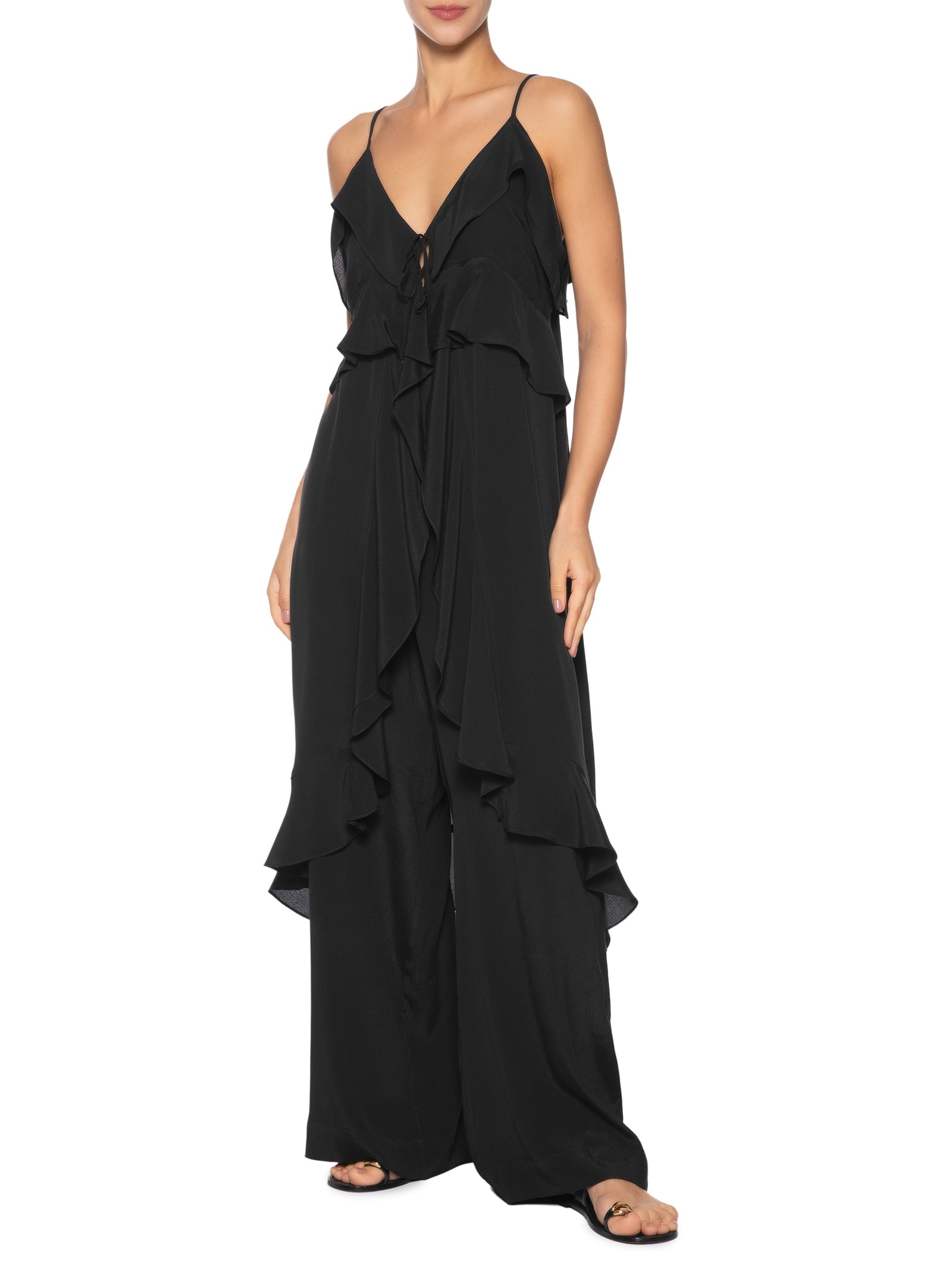 Túnica Crepe Babados Preto Dress To