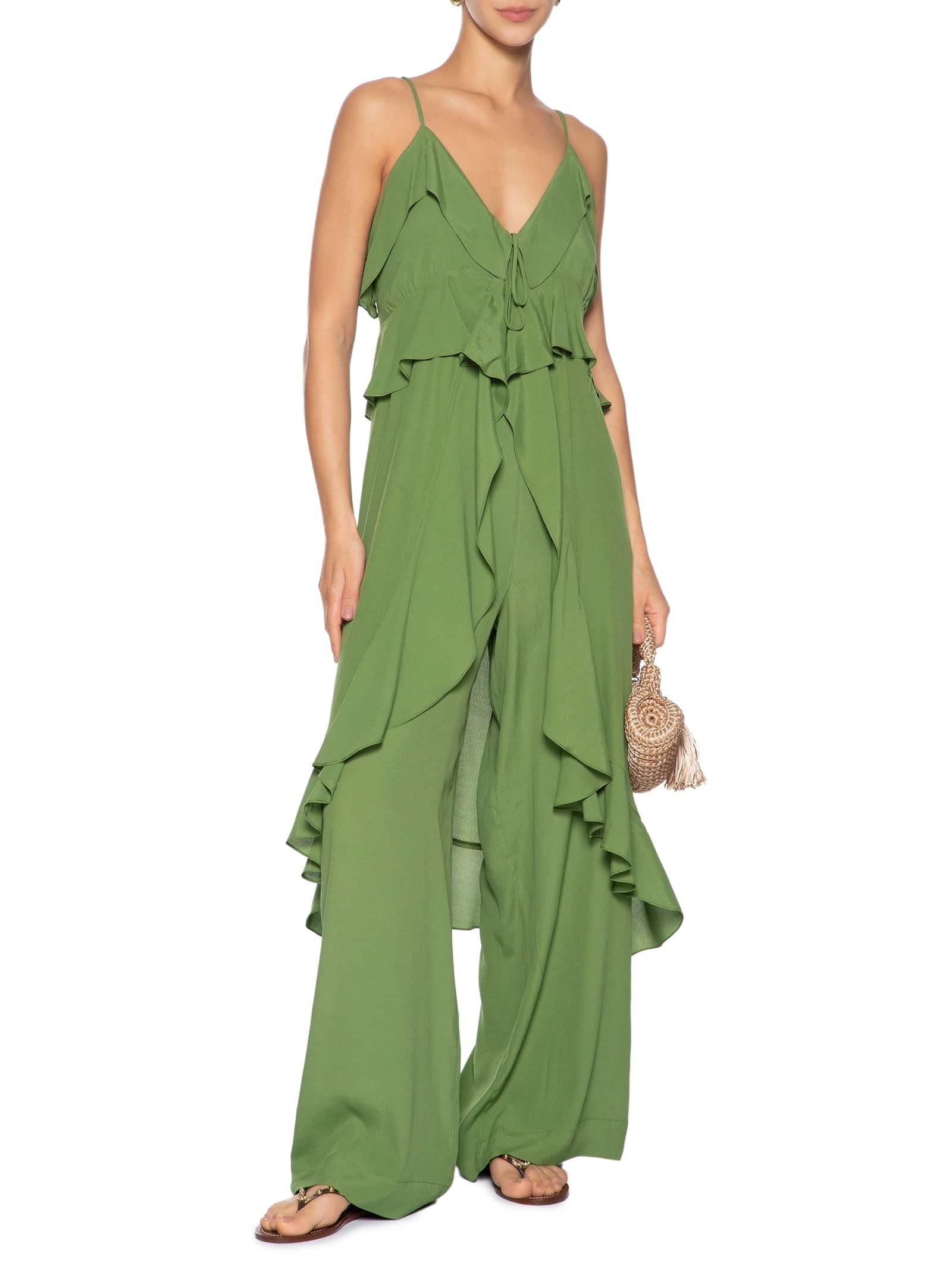 Túnica Crepe Babados Verde  Dress To