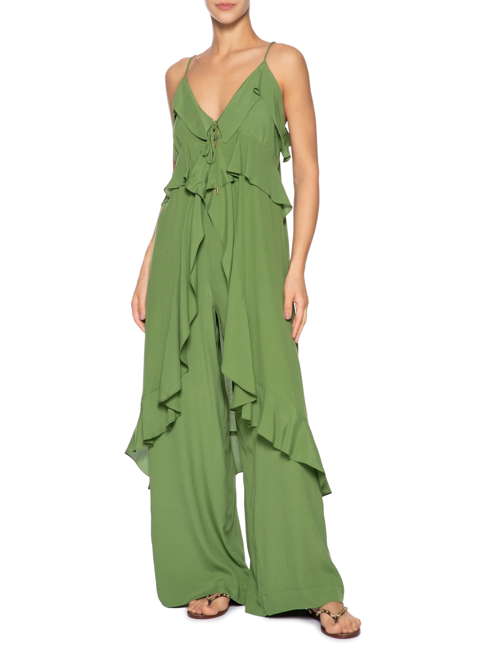 Túnica Crepe Babados Verde  Dress To