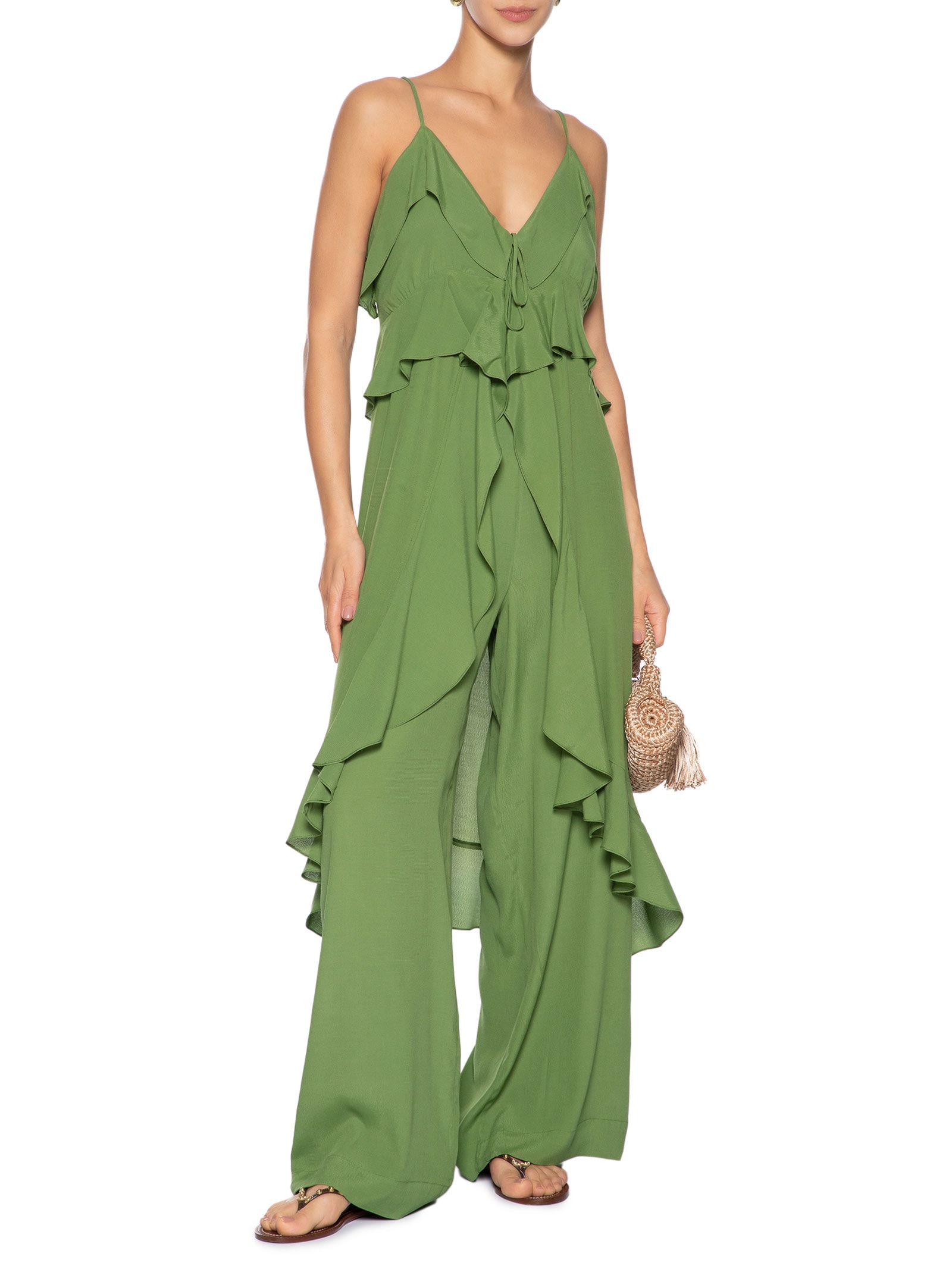 Túnica Crepe Babados Verde  Dress To