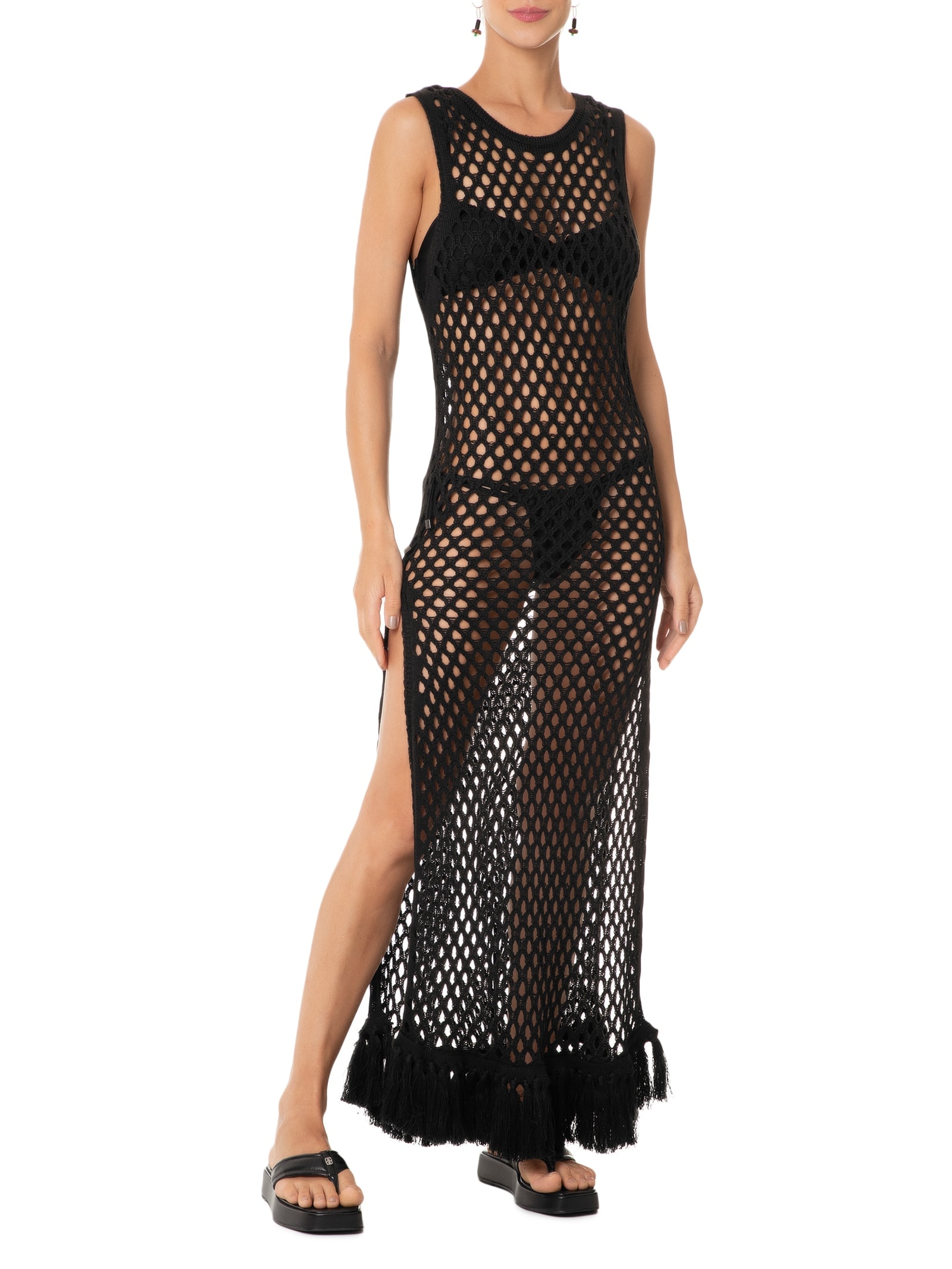 Túnica Crochet Preto Farm Praia