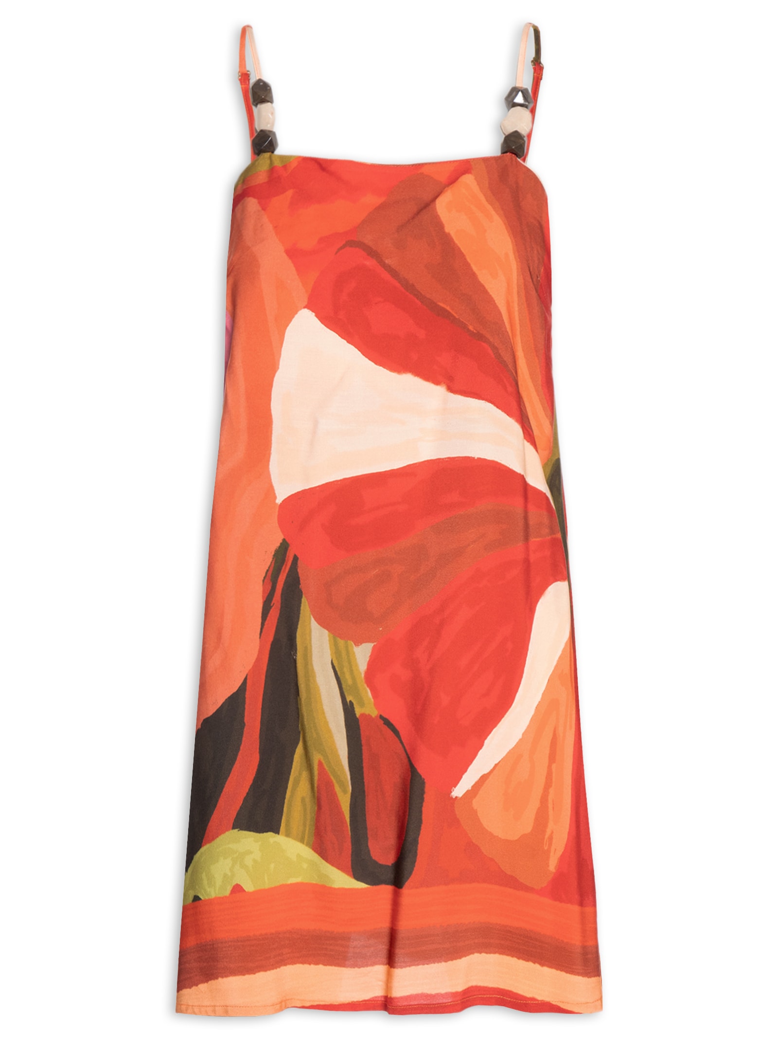 Túnica Estampada Detalhe Alça – Laranja Cacay