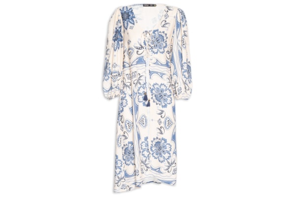 Túnica Estampada Lace Up - Branco