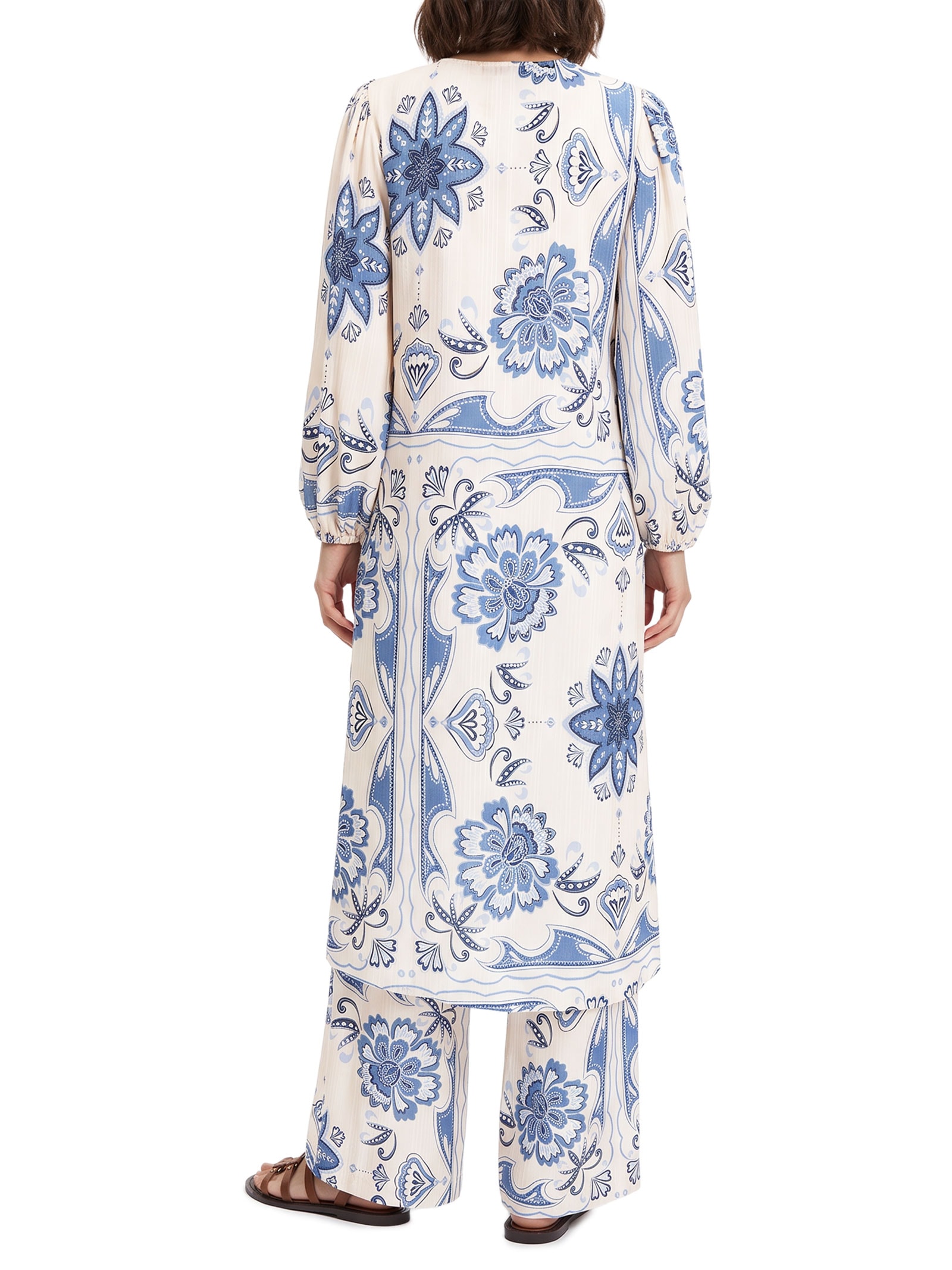 Túnica Estampada Lace Up Branco Cacay
