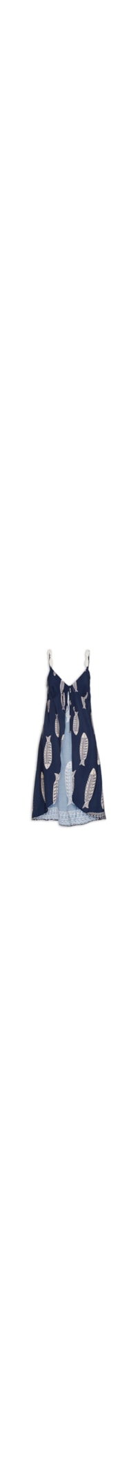 Túnica Feminina Alongada Amarração Frontal Estampada - Azul