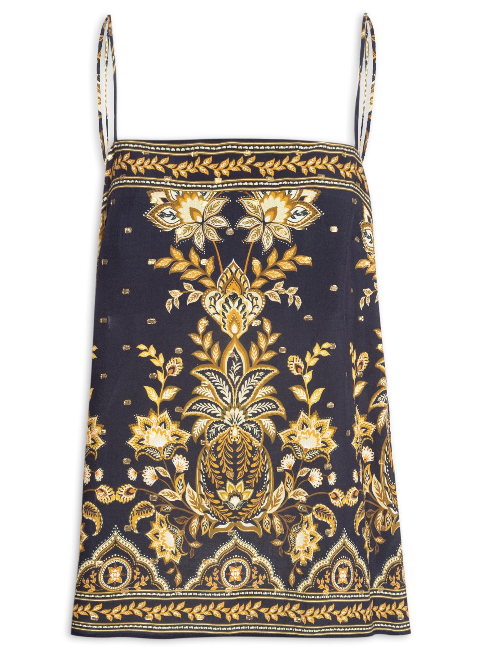 Túnica Feminina Amarração Flora Abacaxi Preto Farm