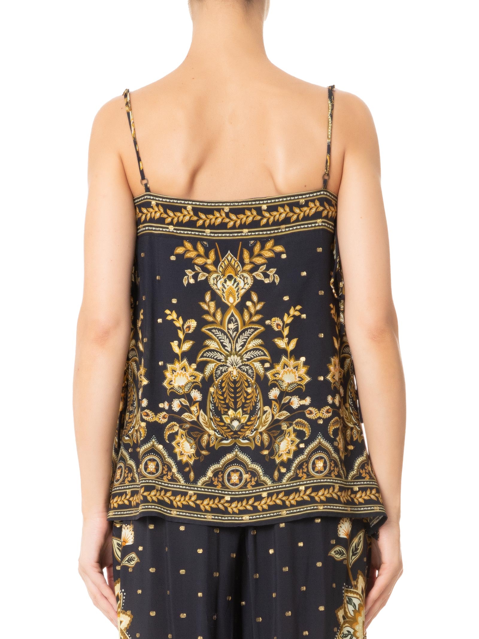 Túnica Feminina Amarração Flora Abacaxi Preto Farm