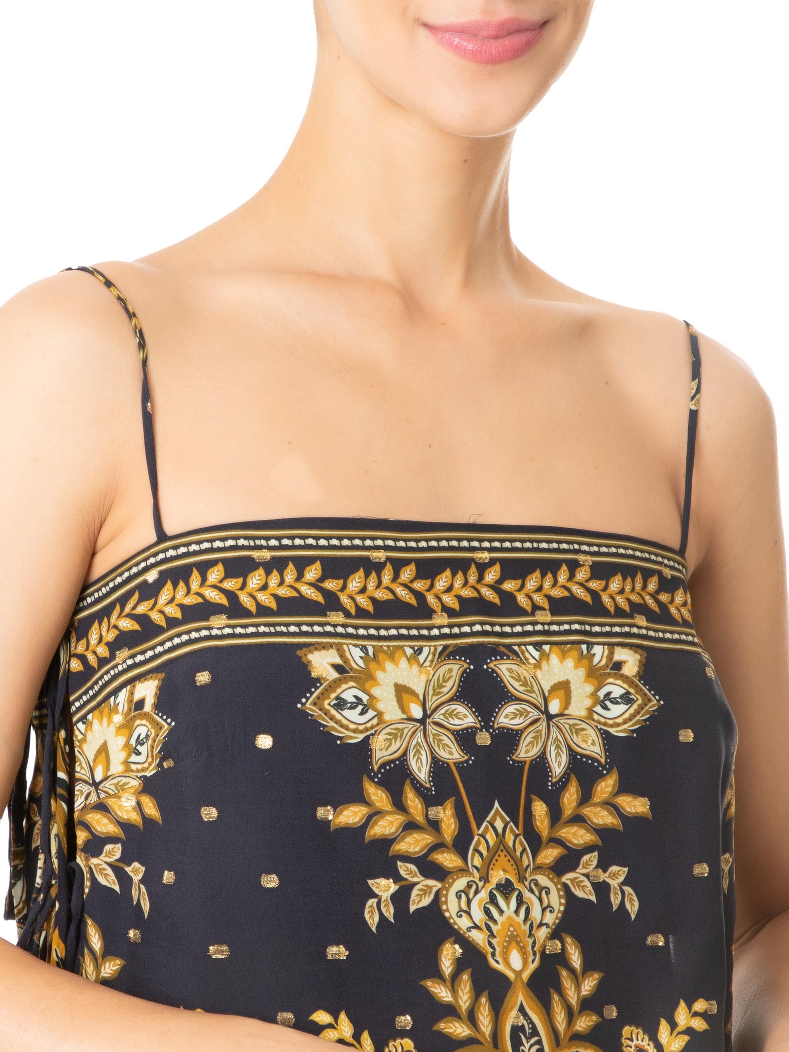 Túnica Feminina Amarração Flora Abacaxi Preto Farm