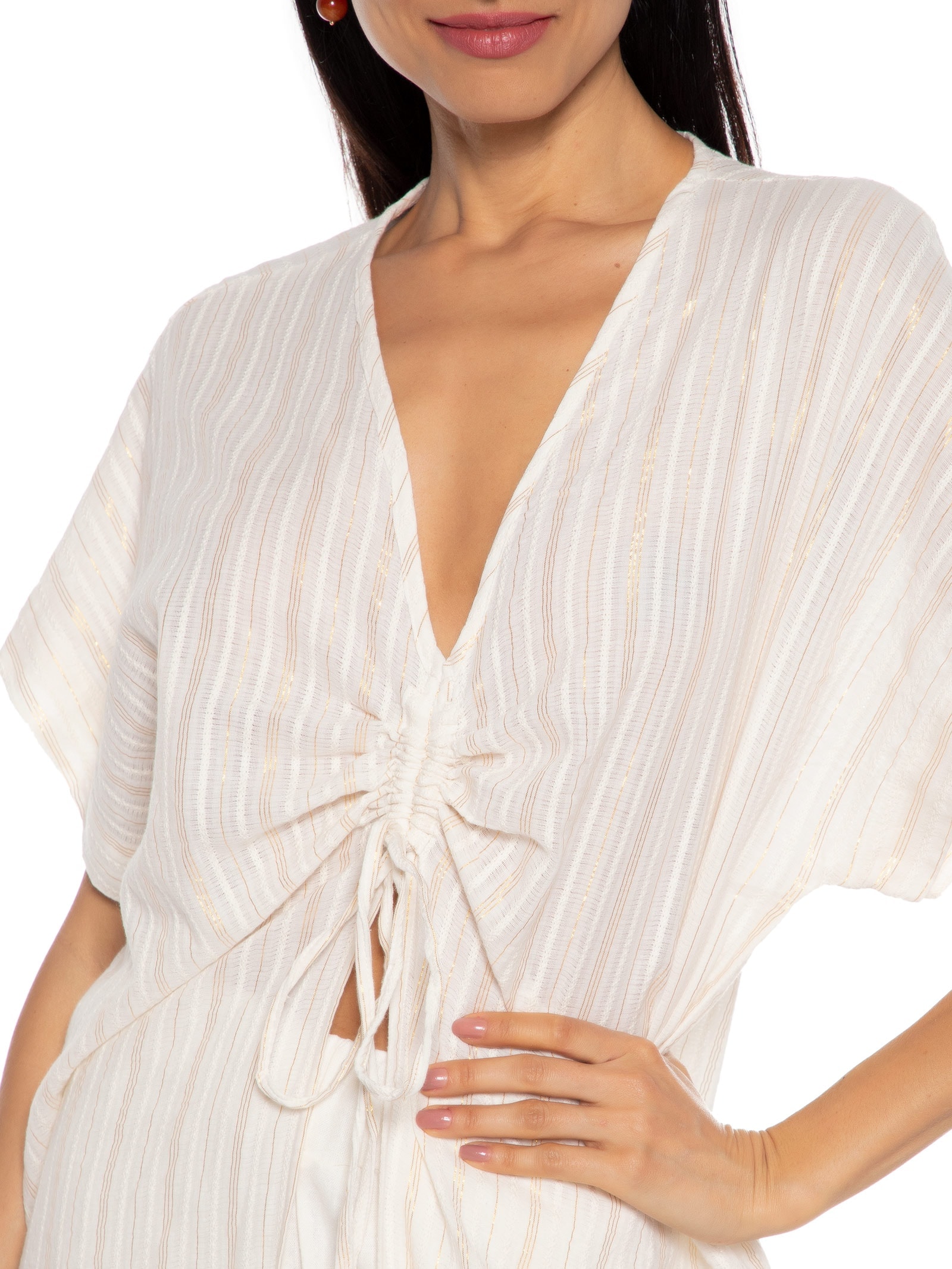 Túnica Feminina Amarração Off White  Shoulder