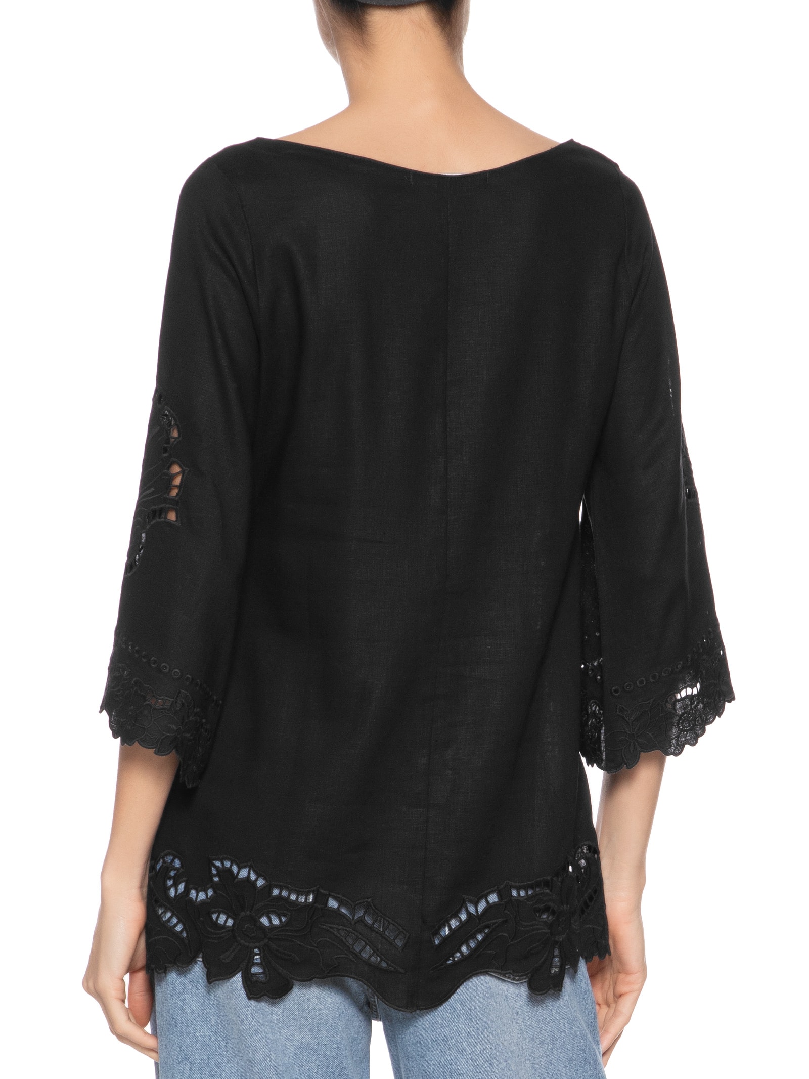 Túnica Feminina Bordado Bloom Preto Maria Filó