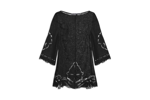 Túnica Feminina Bordado Bloom - Preto