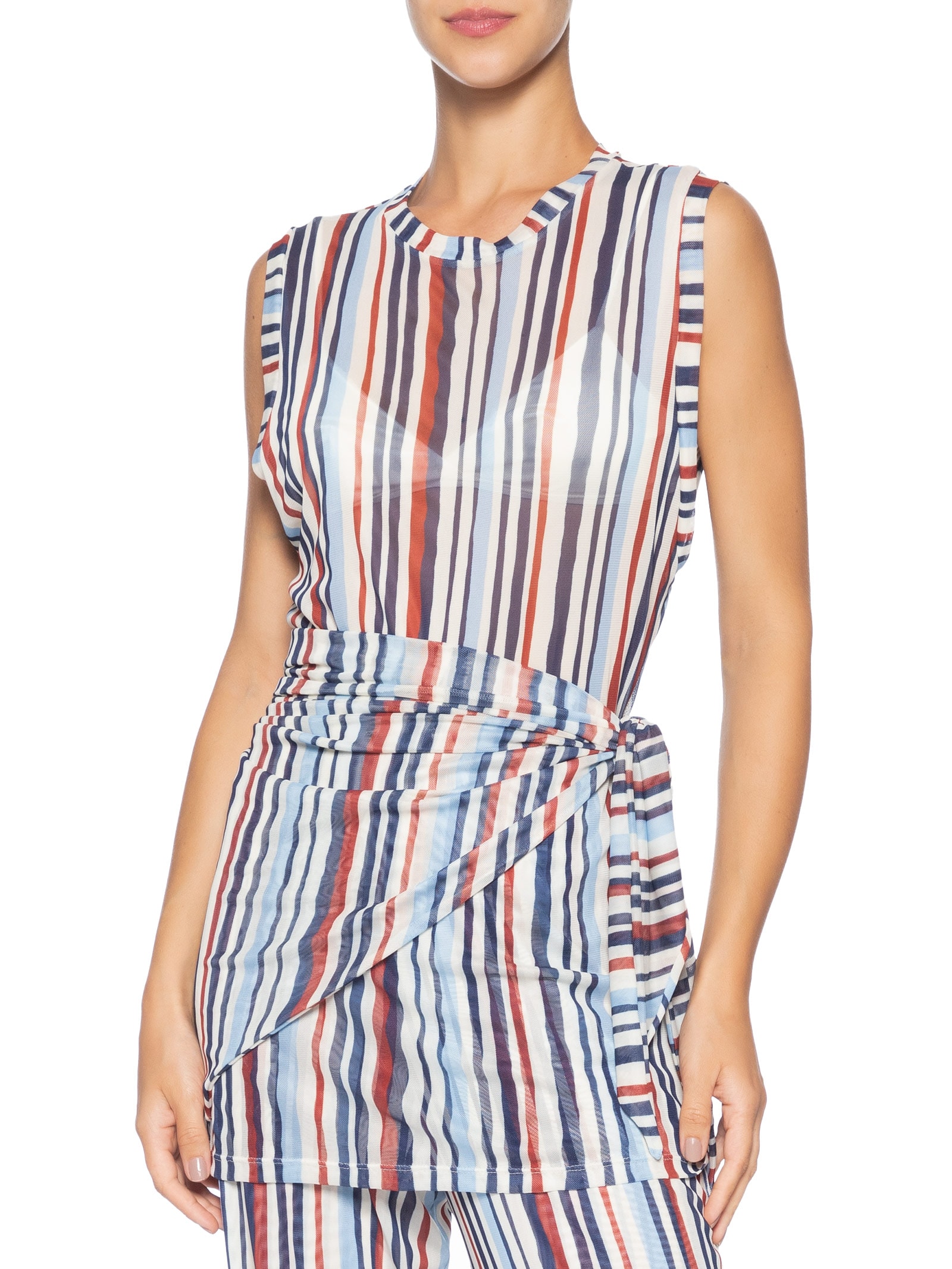 Túnica Feminina com Lenço Estampa Listra Verano Azul Dress To