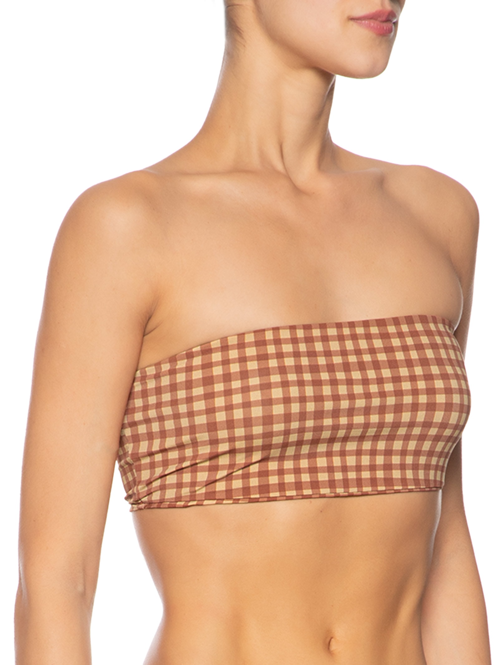 Túnica Feminina Com Lenço Estampa Vichy Marrom Dress To