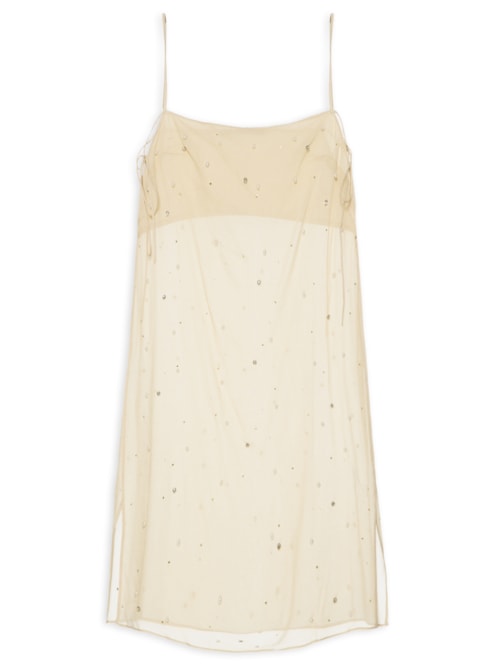 Túnica Feminina Com Pérolas E Brilhos – Bege