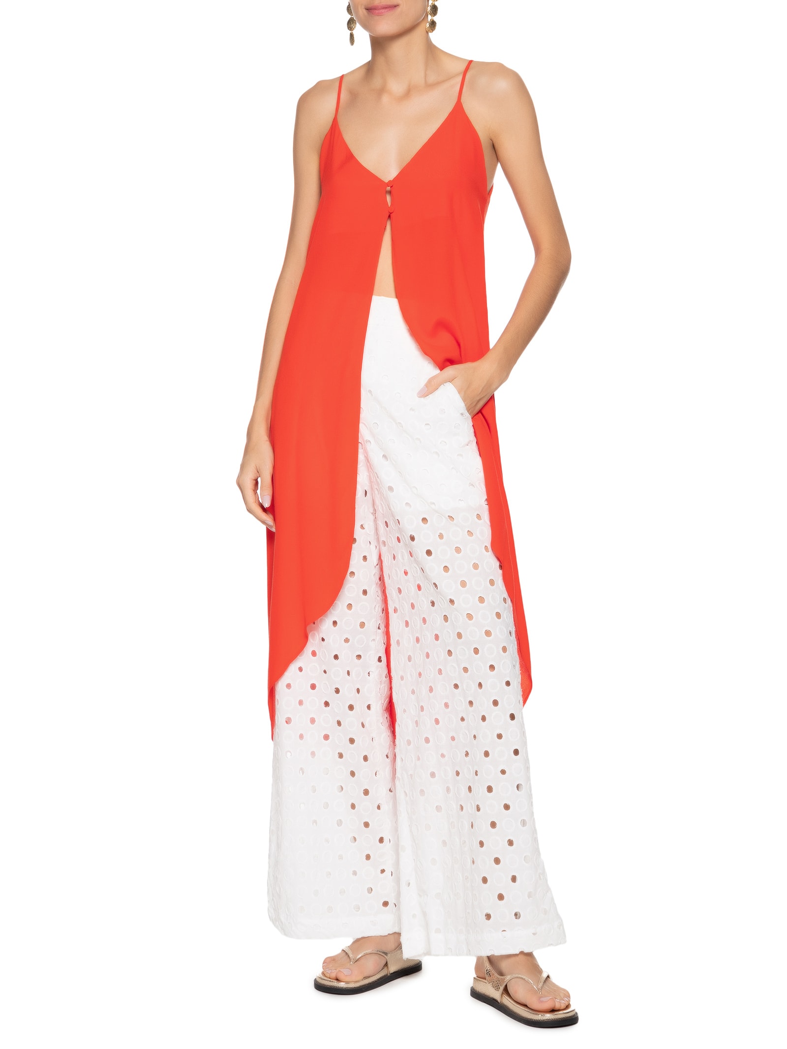 Túnica Feminina Crepe Alongada Vermelho Dress To