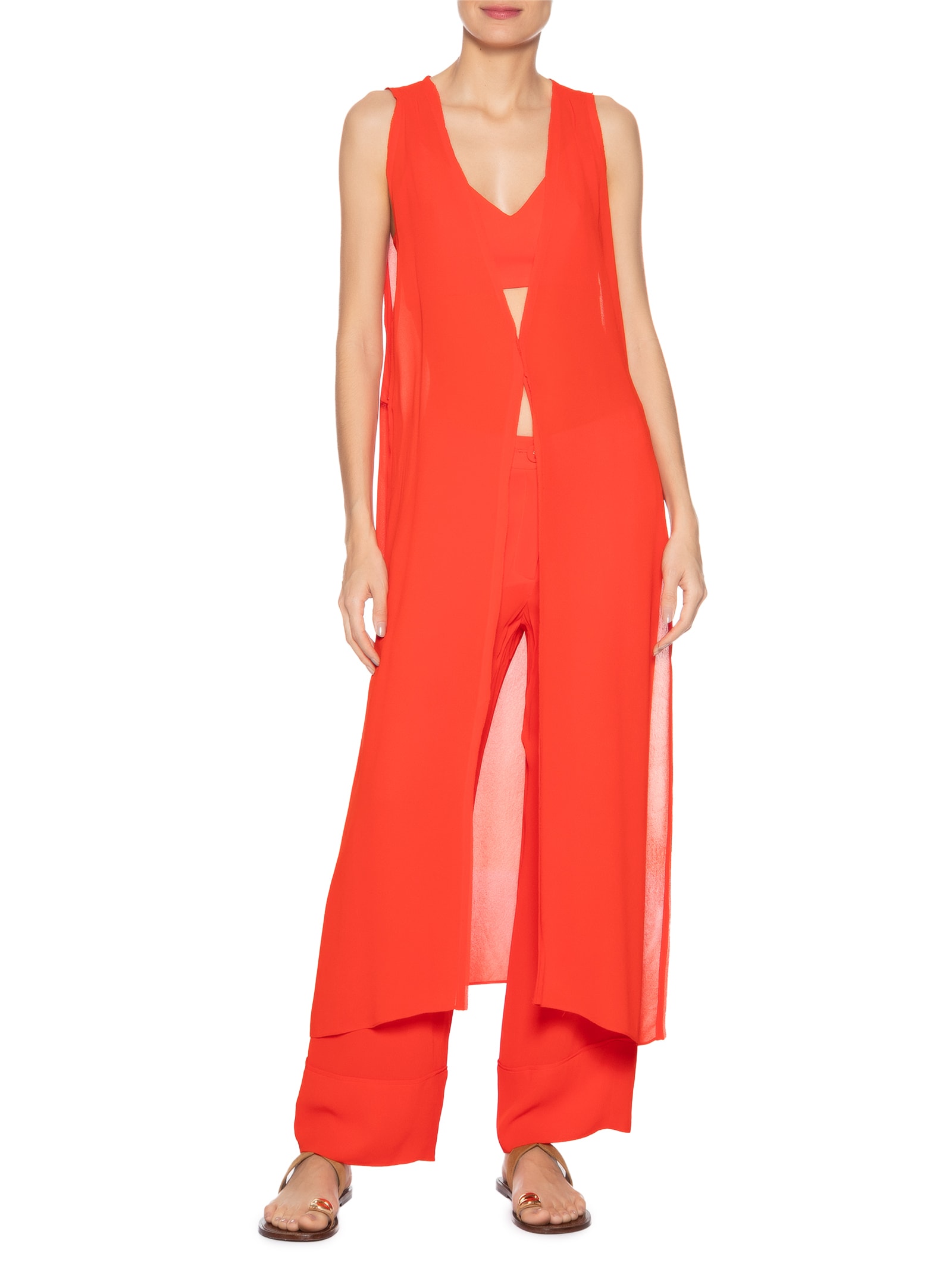 Túnica Feminina Crepe Georgette Vermelho Maria Filó