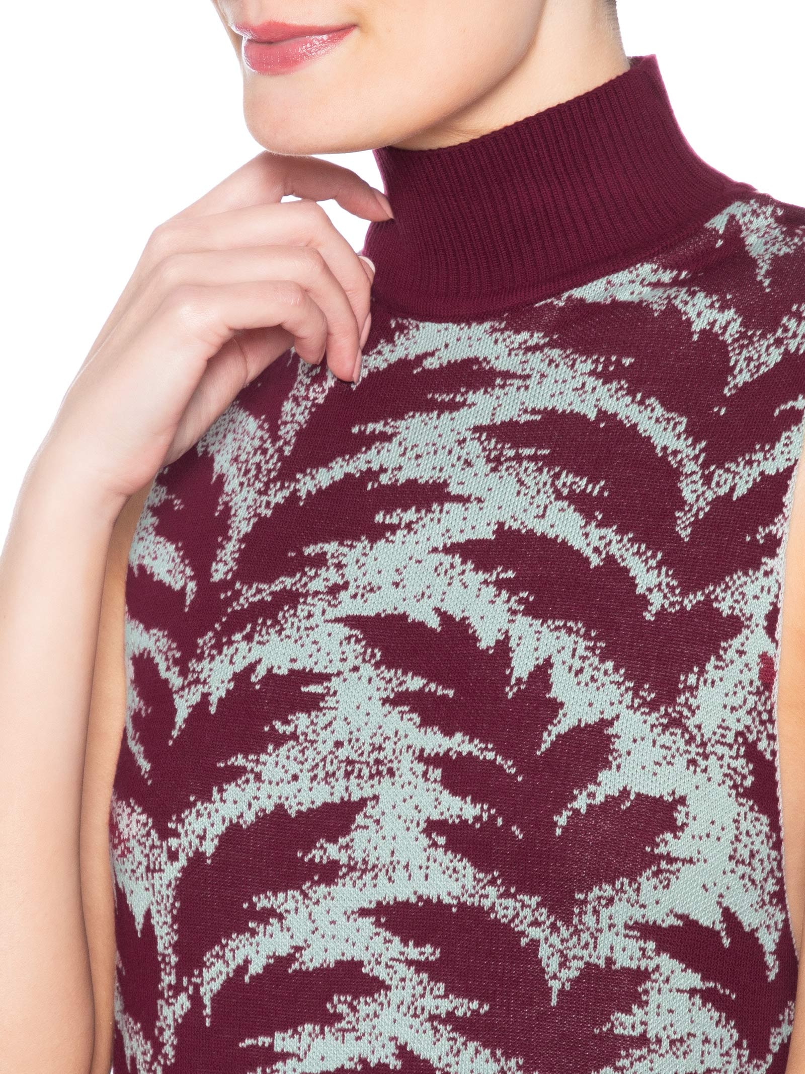Túnica Feminina de Tricot Midi Vermelho Animale