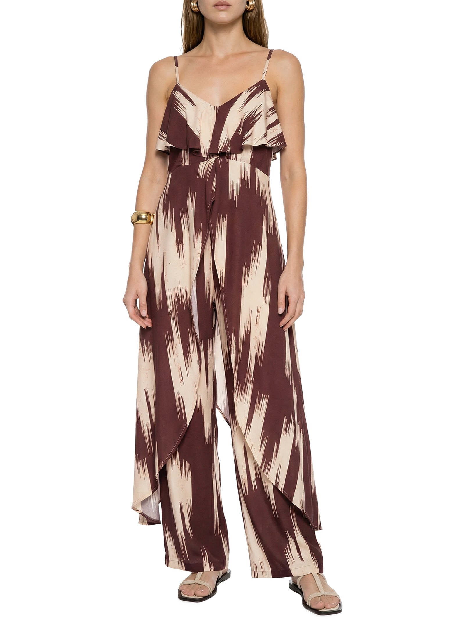 Túnica Feminina Est Babado Decote Marrom Cacay