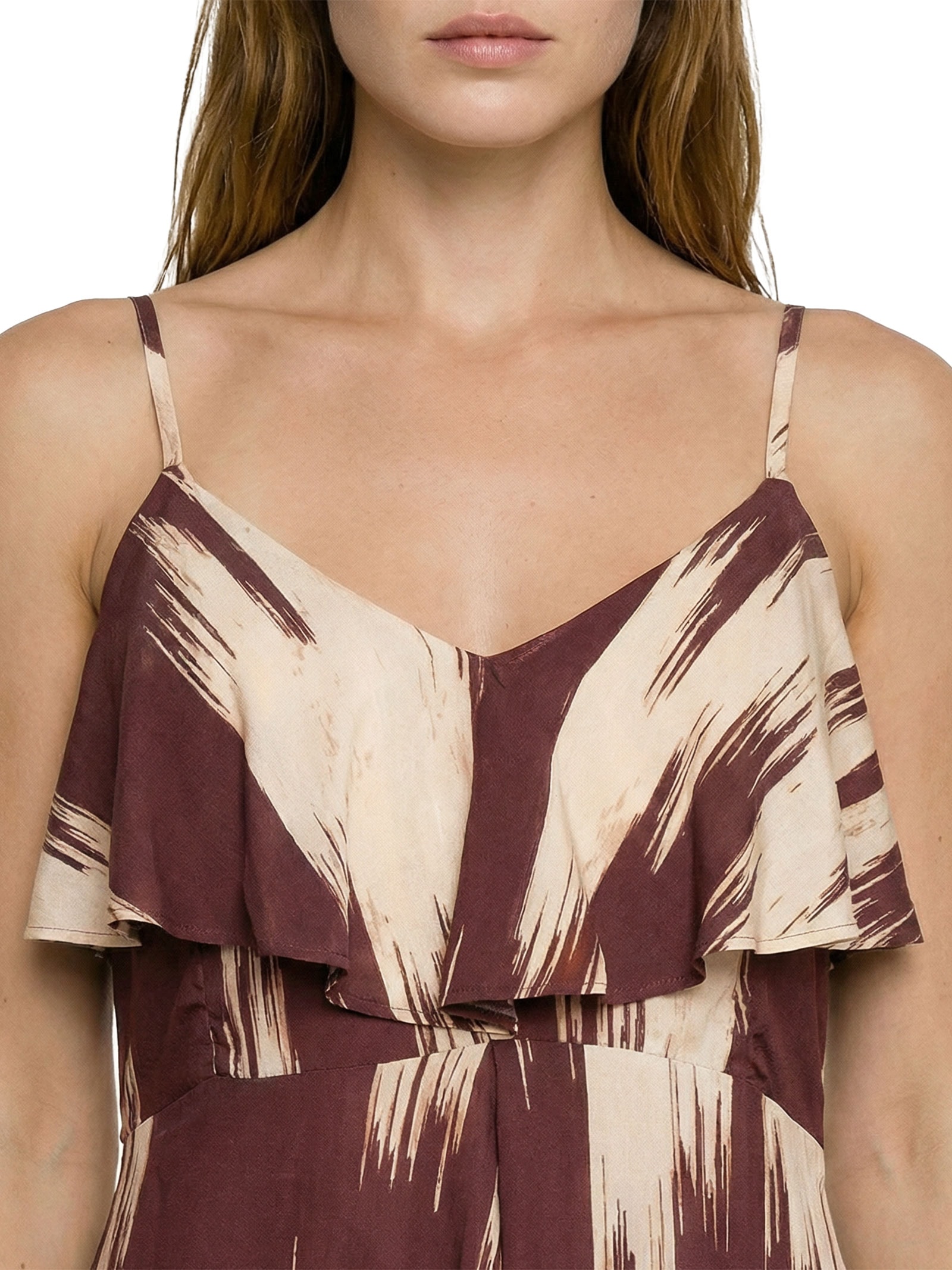 Túnica Feminina Est Babado Decote Marrom Cacay