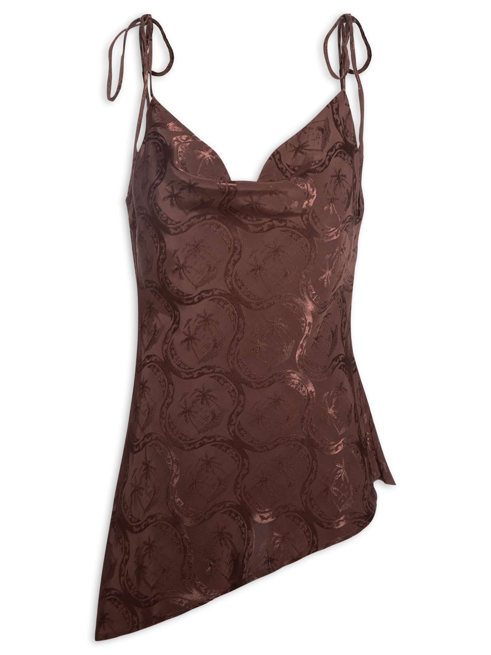 Tunica Feminina Jacquard Lembrança de Verão Marrom Farm