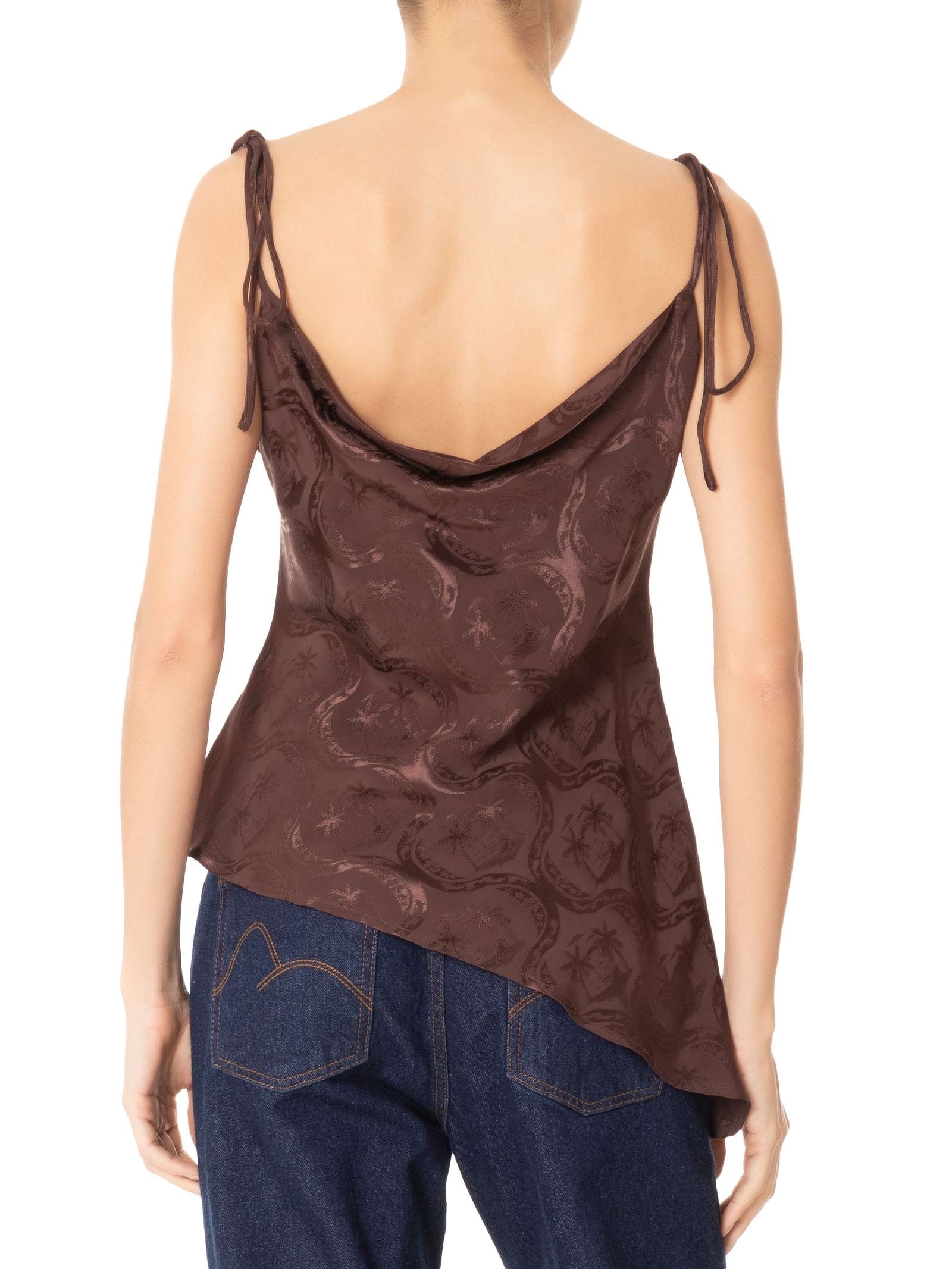 Tunica Feminina Jacquard Lembrança de Verão Marrom Farm