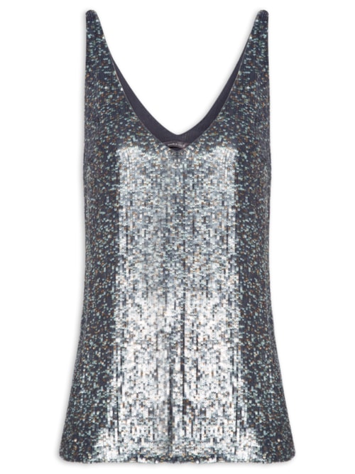 Túnica Feminina Paetê – Prata