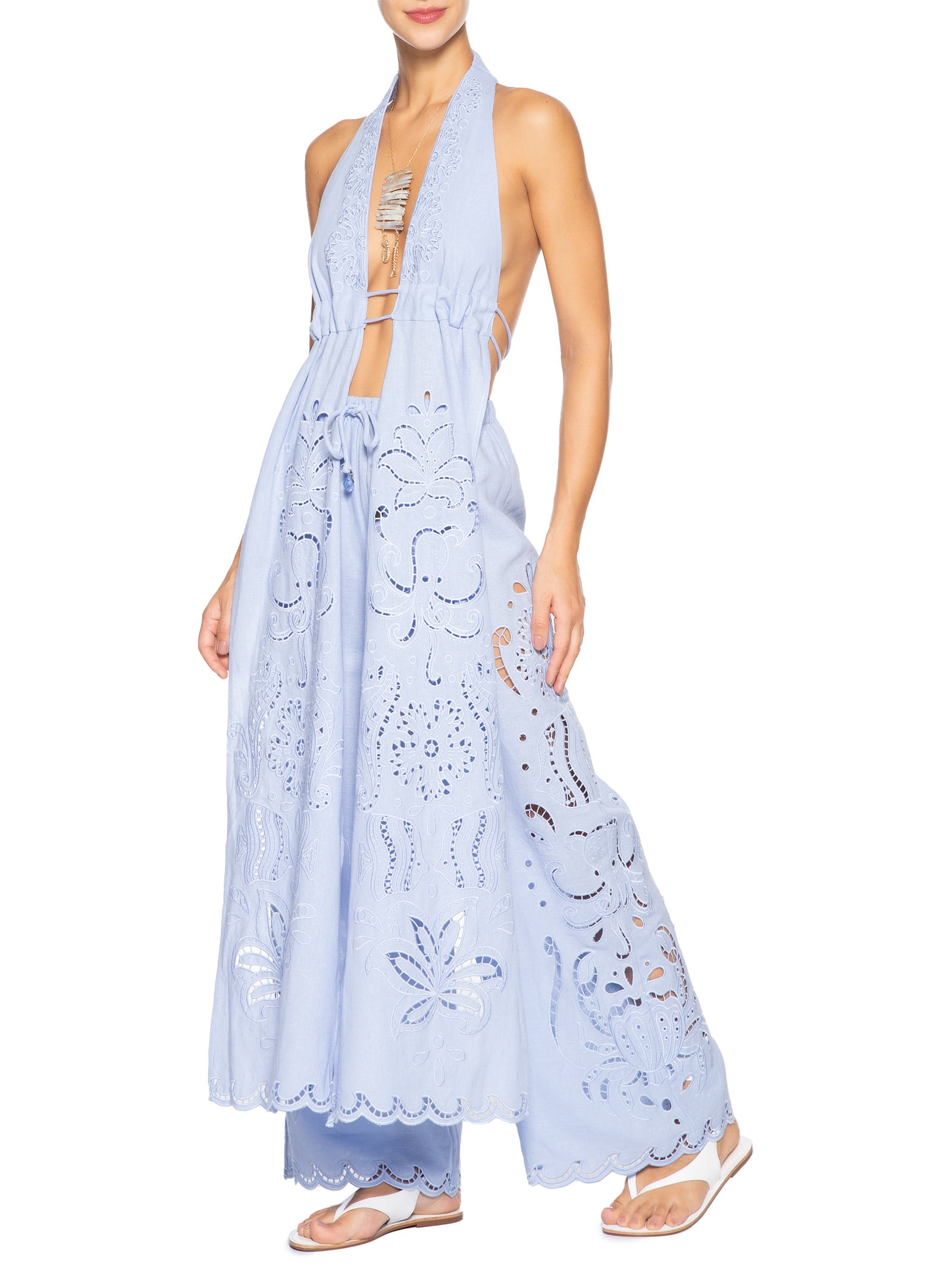 Túnica Feminina Richilieu Vida Marinha Azul Farm Praia