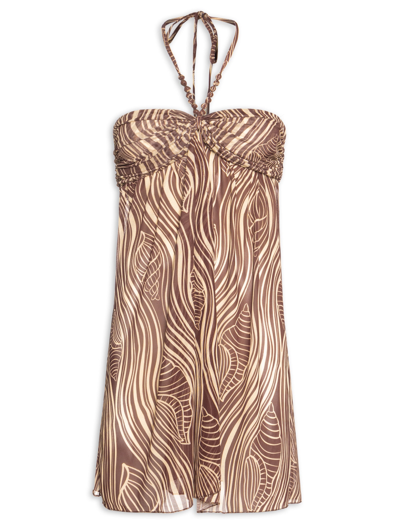 Túnica Feminina Tule Estampa Som Do Mar Marrom Dress To