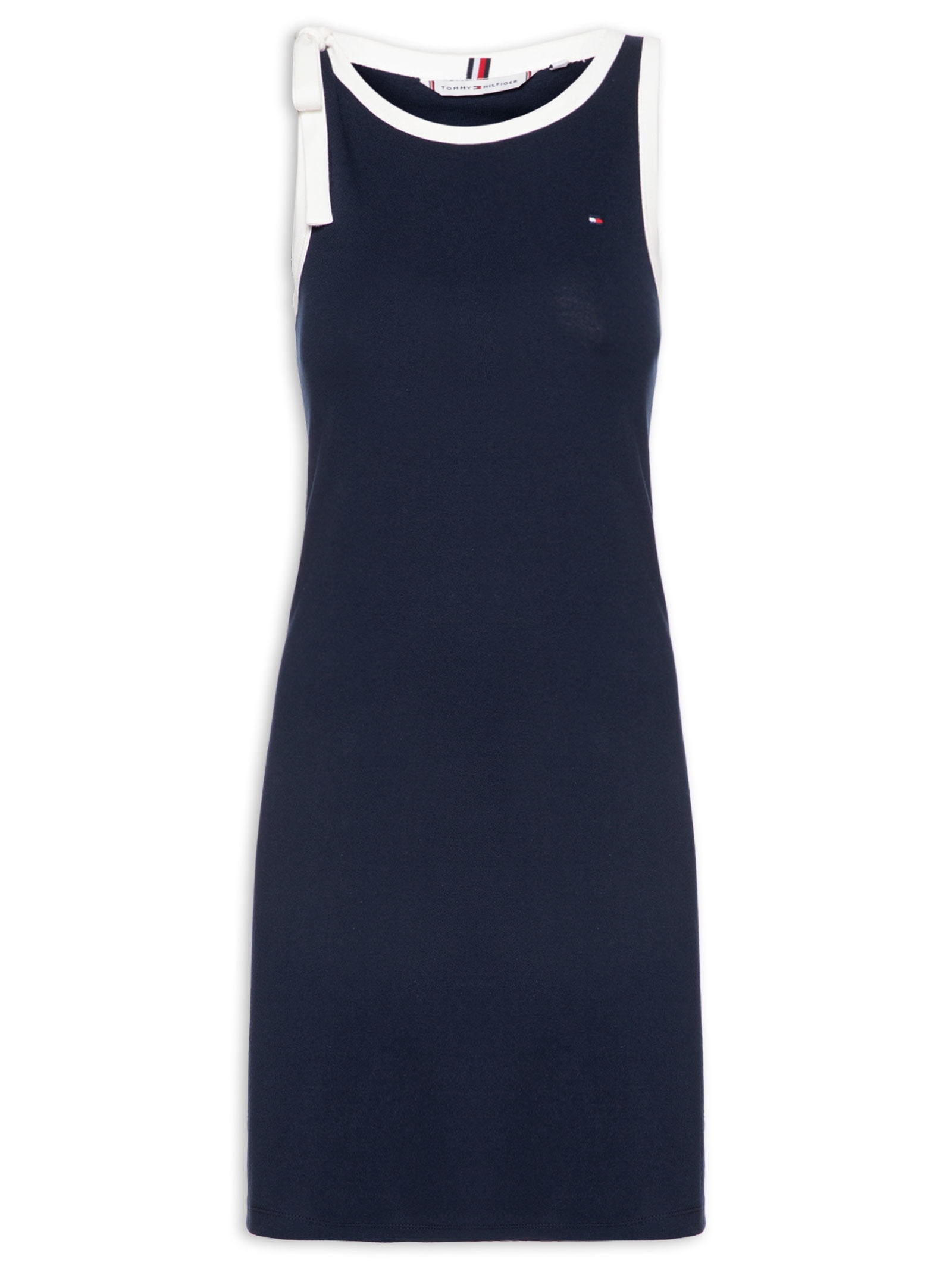 Vestido 1x1 Rib Bow Tee Azul Tommy Hilfiger