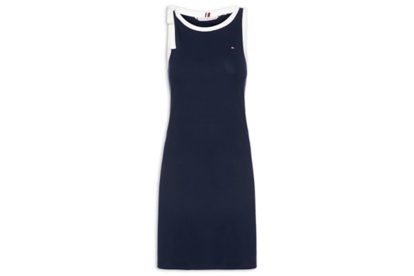 Vestido 1x1 Rib Bow Tee - Azul