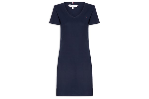 Vestido 1x1 Rib Solid V-Nk S/S Tee - Azul