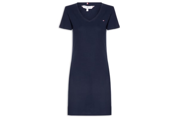 Vestido 1x1 Rib Solid V-Nk S/S Tee - Azul
