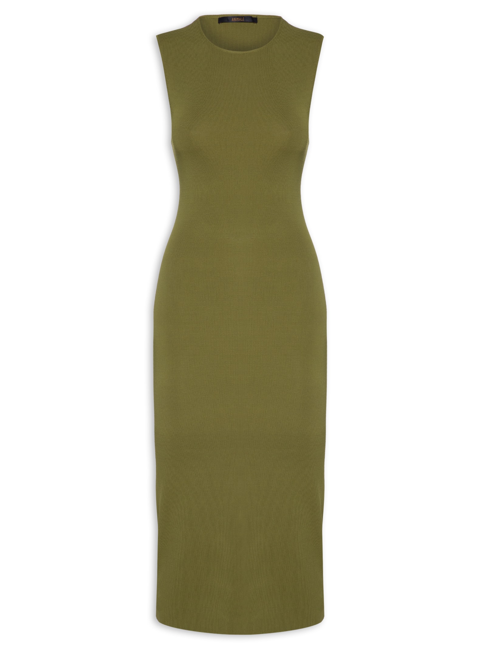 Vestido Abertura Costas Tricot Verde Animale