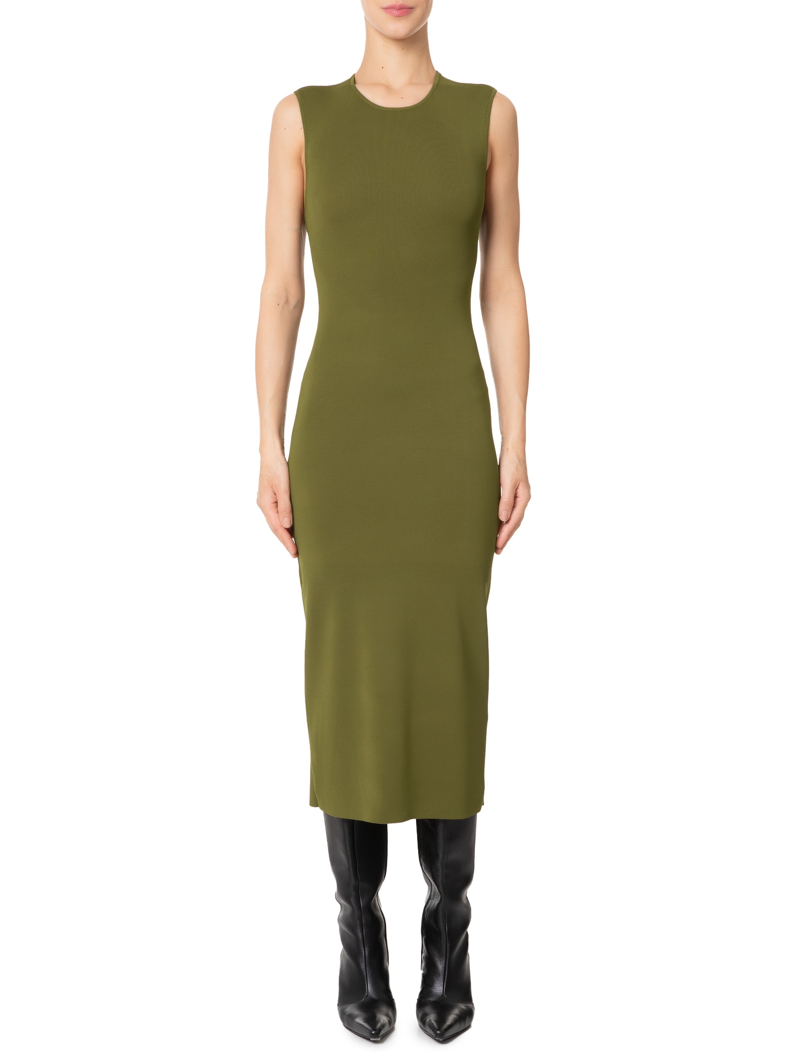 Vestido Abertura Costas Tricot Verde Animale