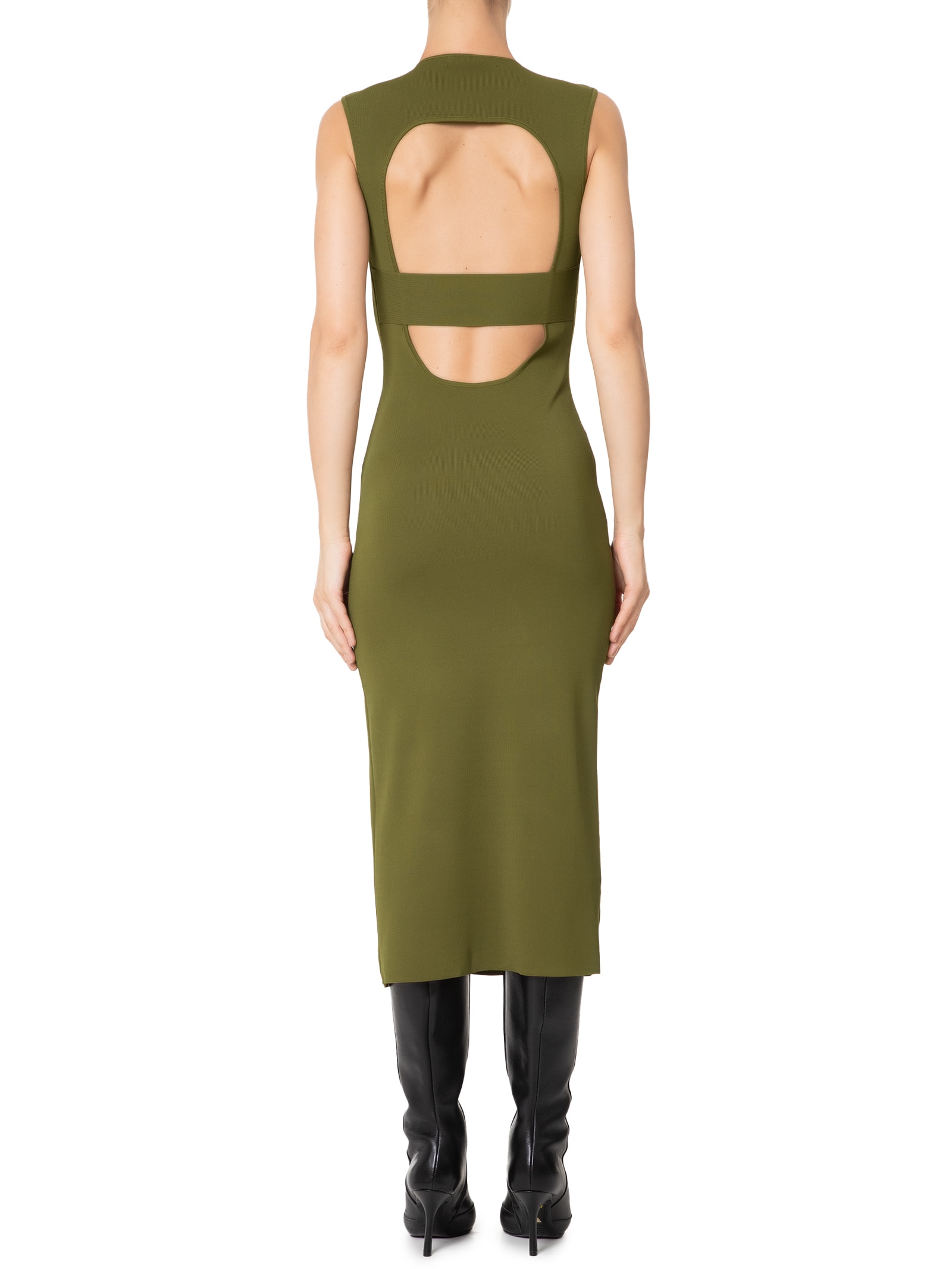 Vestido Abertura Costas Tricot Verde Animale