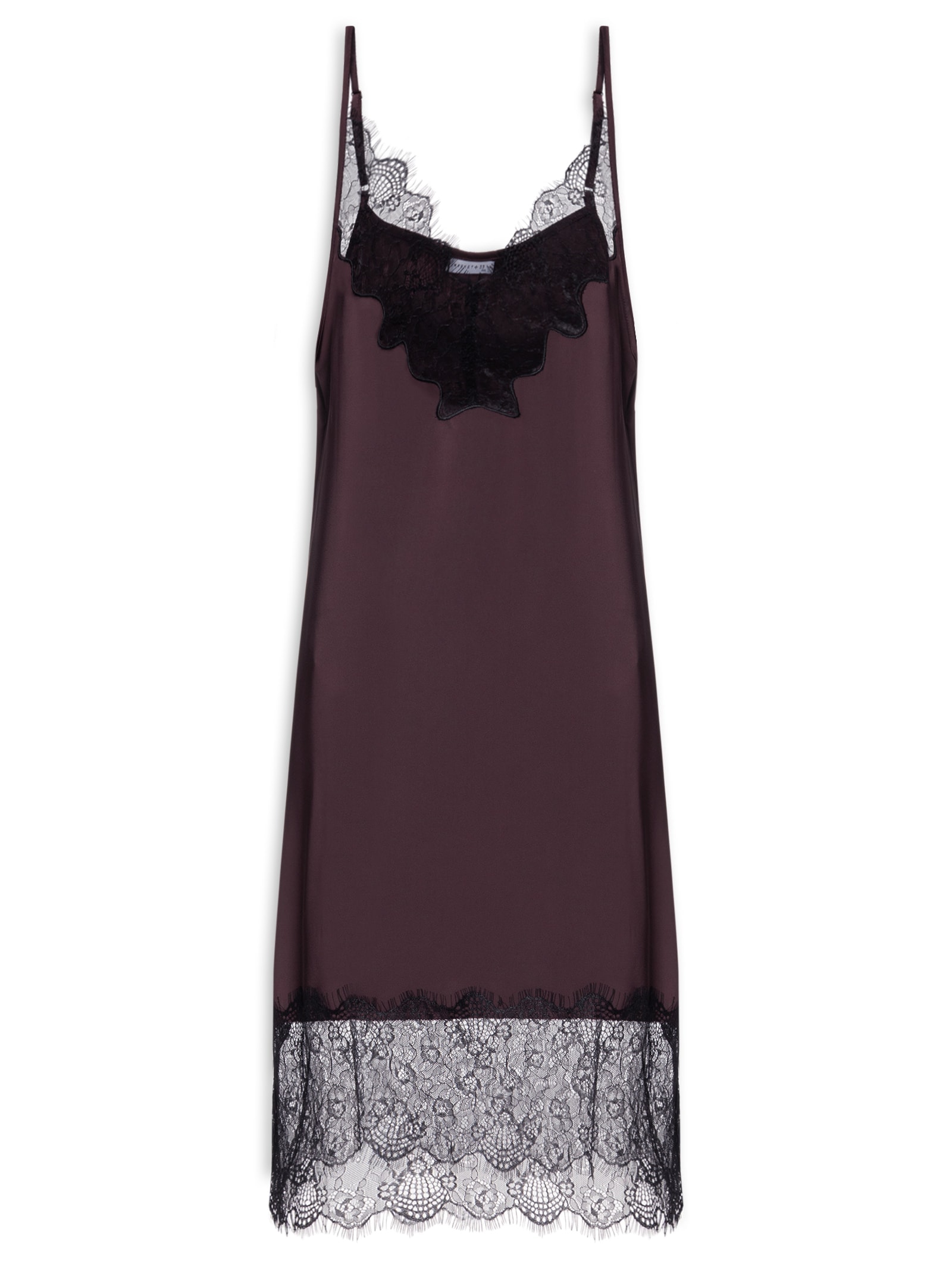 Vestido Acetinado Com Renda Marrom Market 33