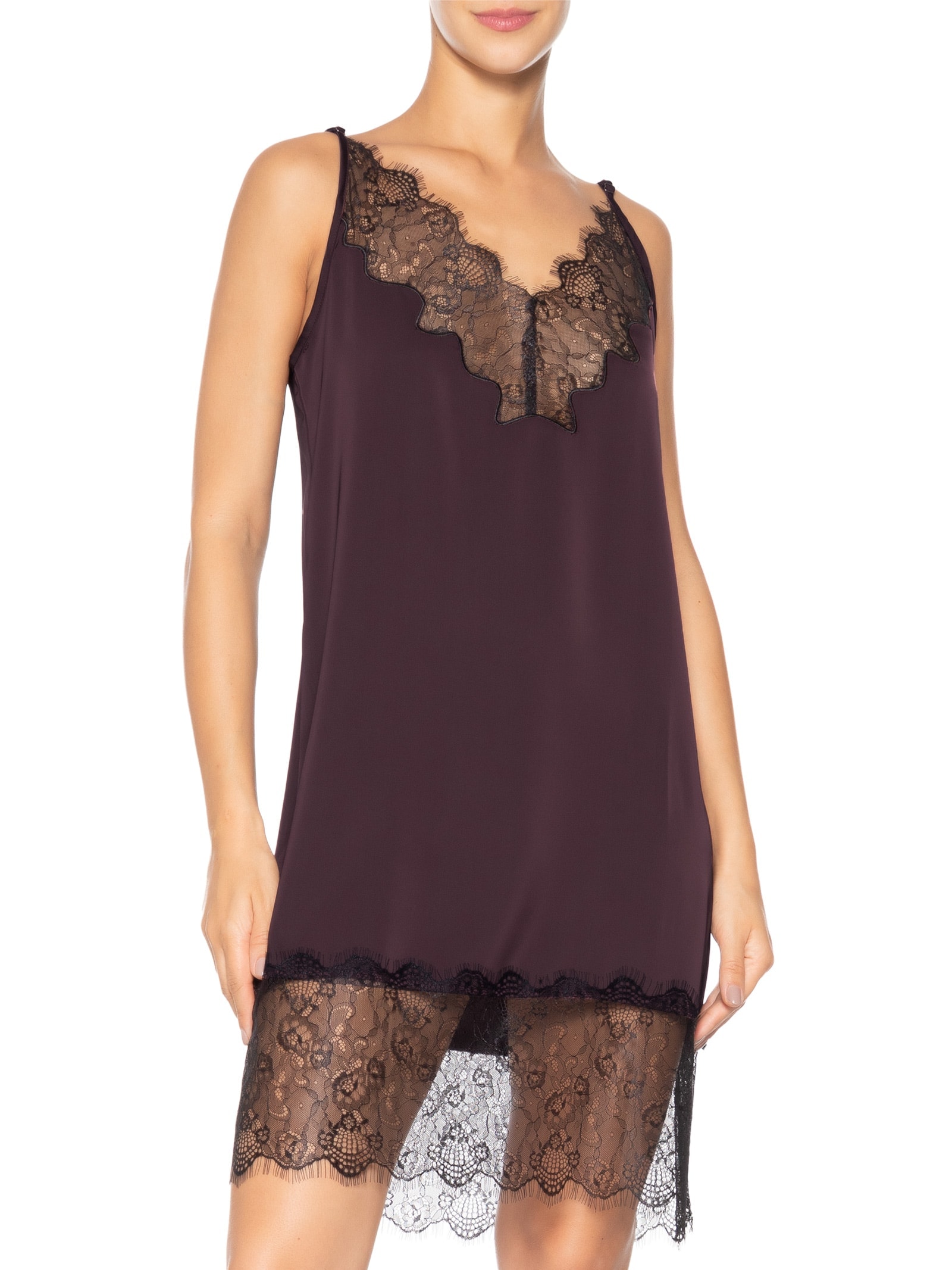 Vestido Acetinado Com Renda Marrom Market 33