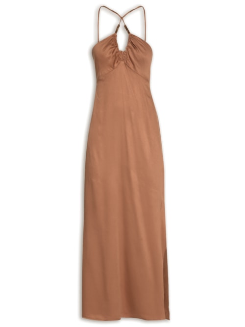 Vestido Acetinado Viv – Marrom