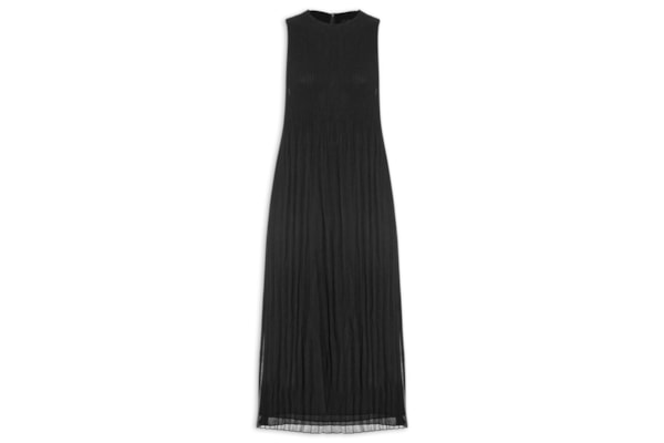 Vestido Acinturado Torcido Plissado - Preto