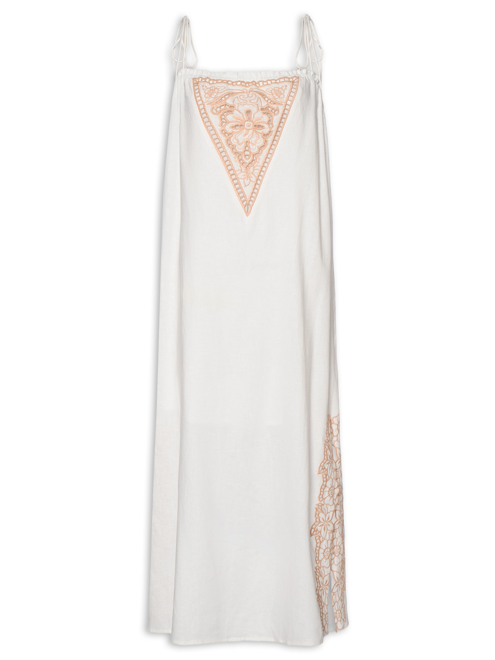 Vestido Alça Bordado Lotus Branco Maria Filó