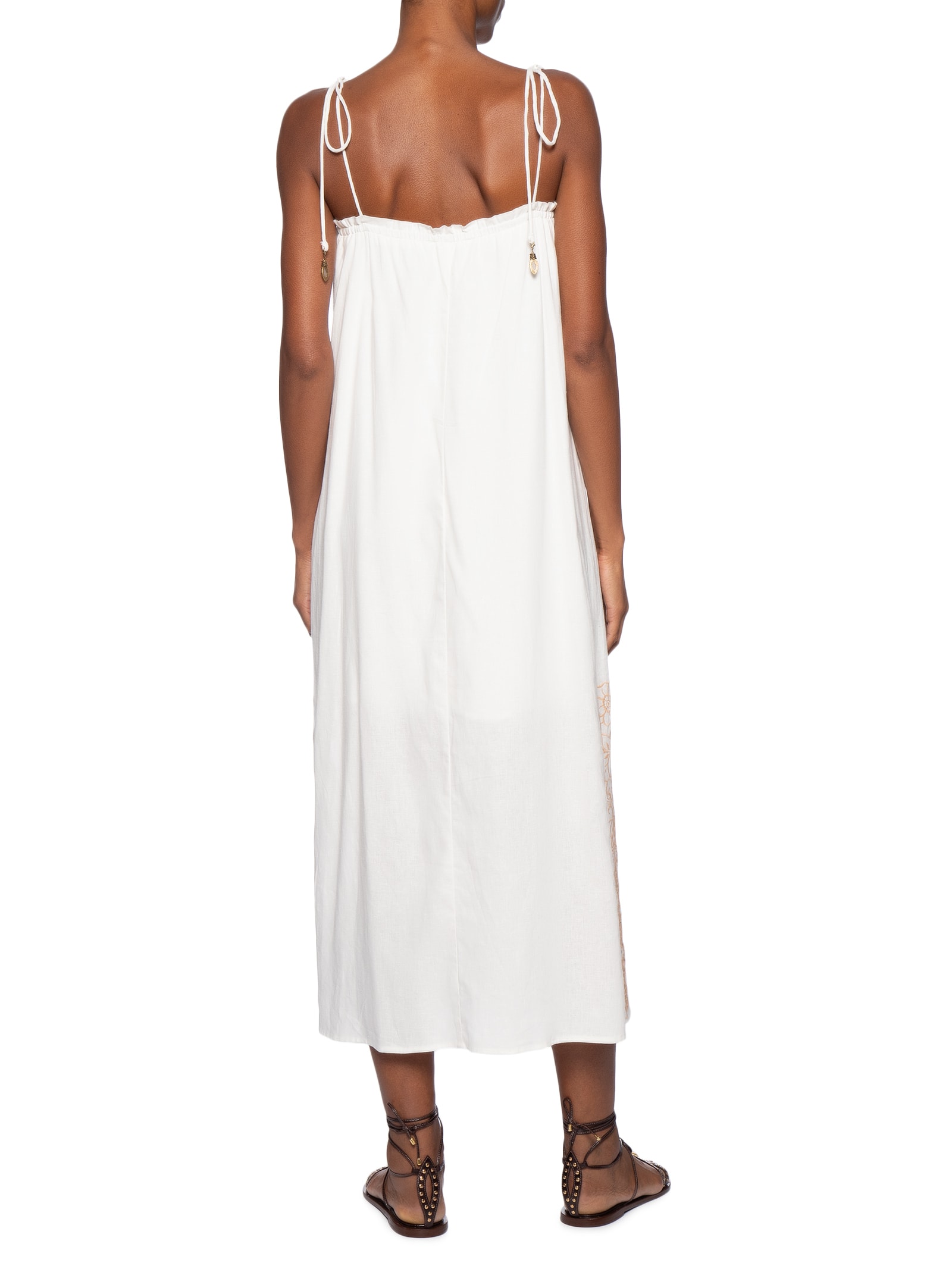 Vestido Alça Bordado Lotus Branco Maria Filó