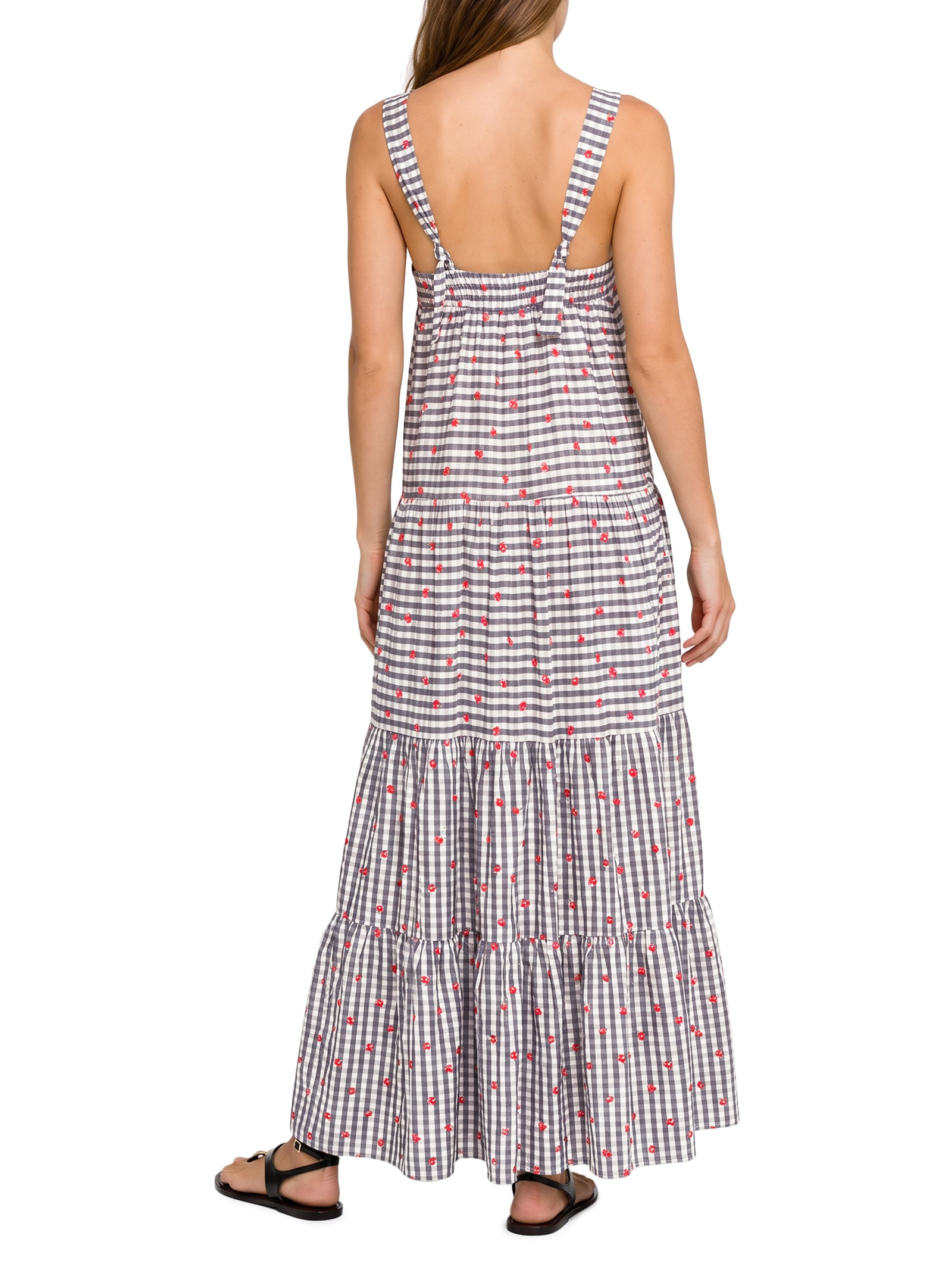 Vestido Alça Estampa Cerejinhas Azul Cantão