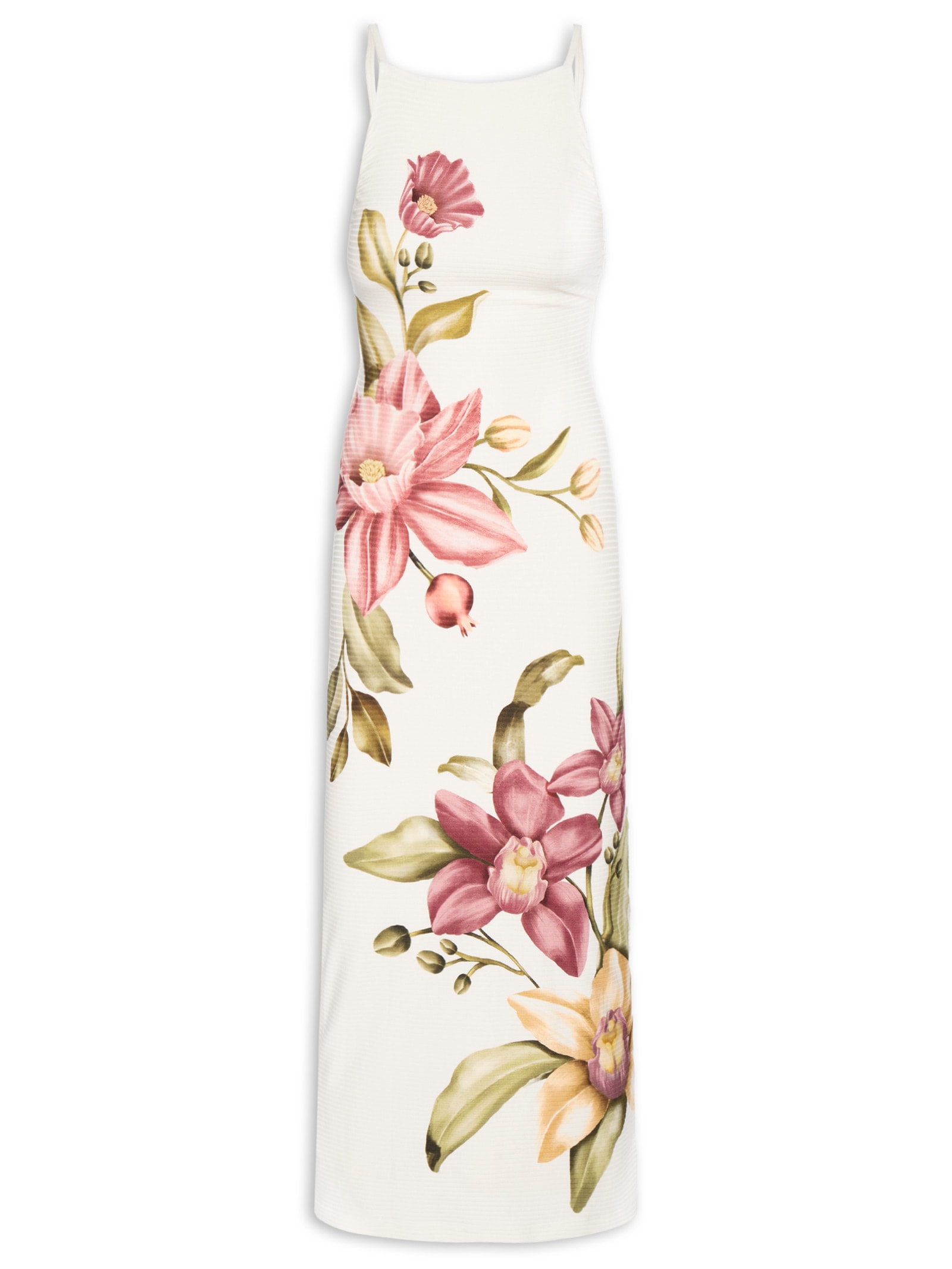 Vestido Alça Flor De Roma Branco Farm