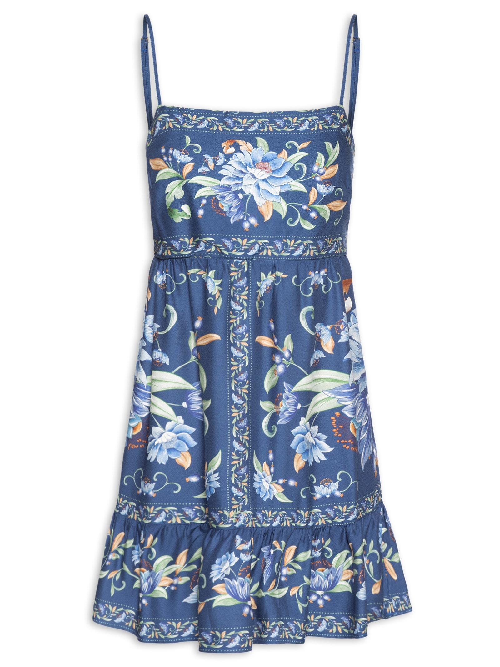 Vestido Alça Floral Ana Azul Farm