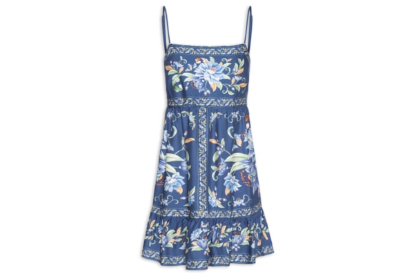 Vestido Alça Floral Ana - Azul